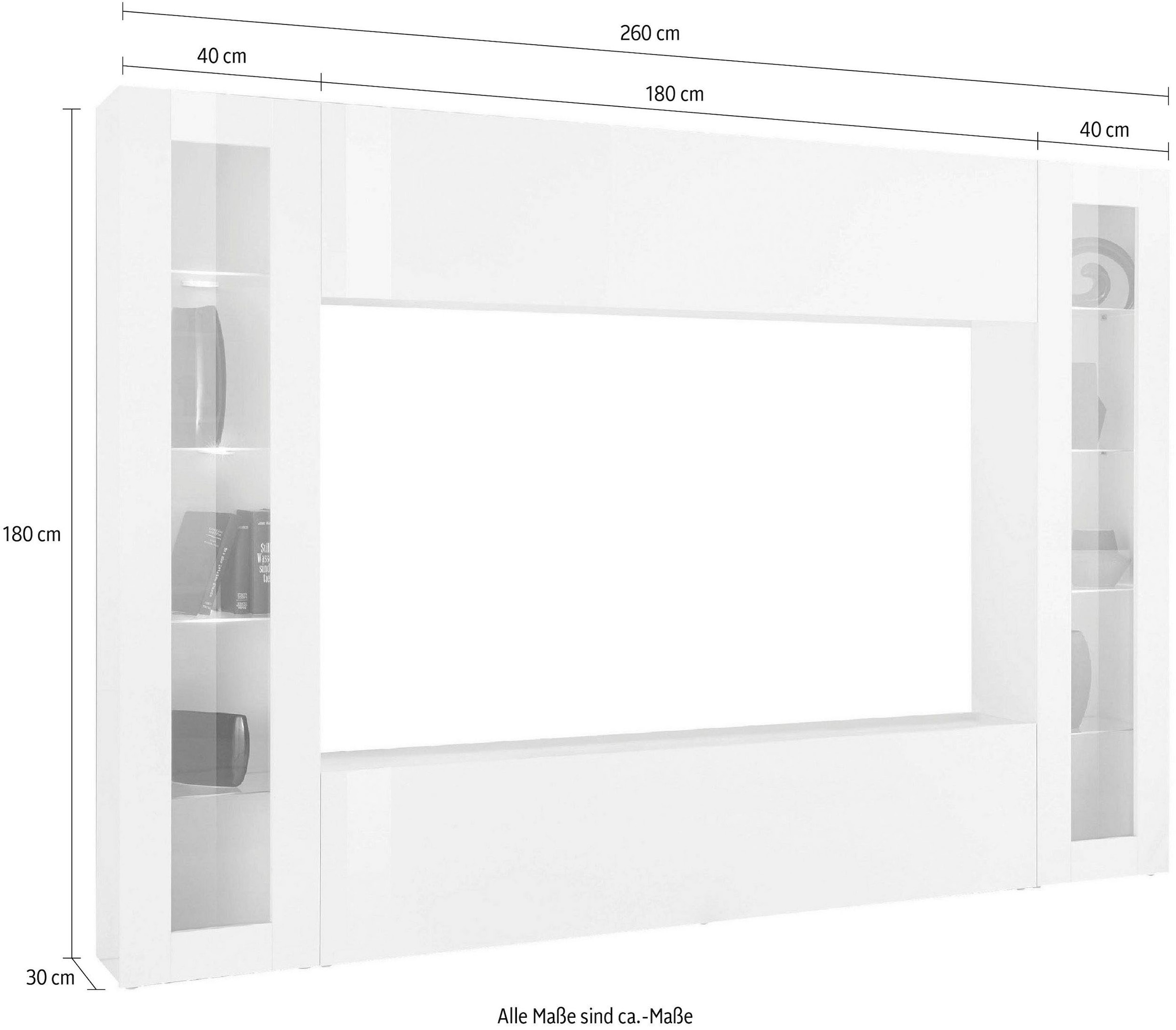 INOSIGN Wohnwand »Maruska«, (Set), 4-tlg, Breite 260 cm