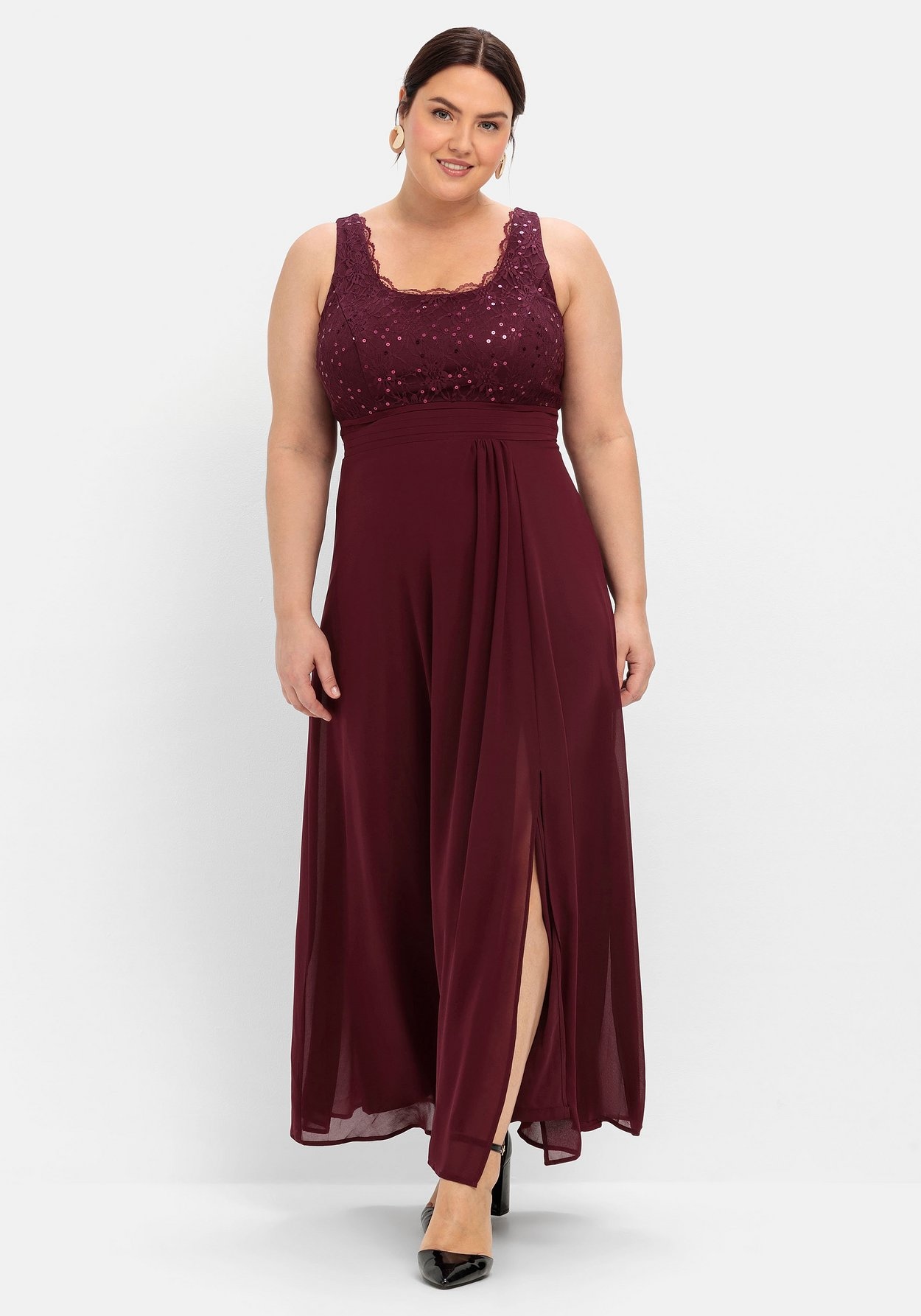 Sheego Abendkleid »Kleid mit floraler Spitze«, mit floraler Spitze