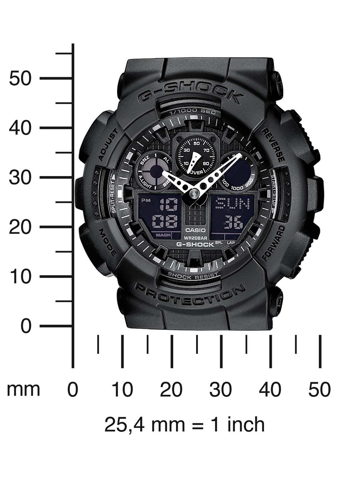 CASIO G-SHOCK Chronograph, Quarzuhr,Armbanduhr,Herrenuhr,digital, bis 20 bar wasserd.Resinarmband