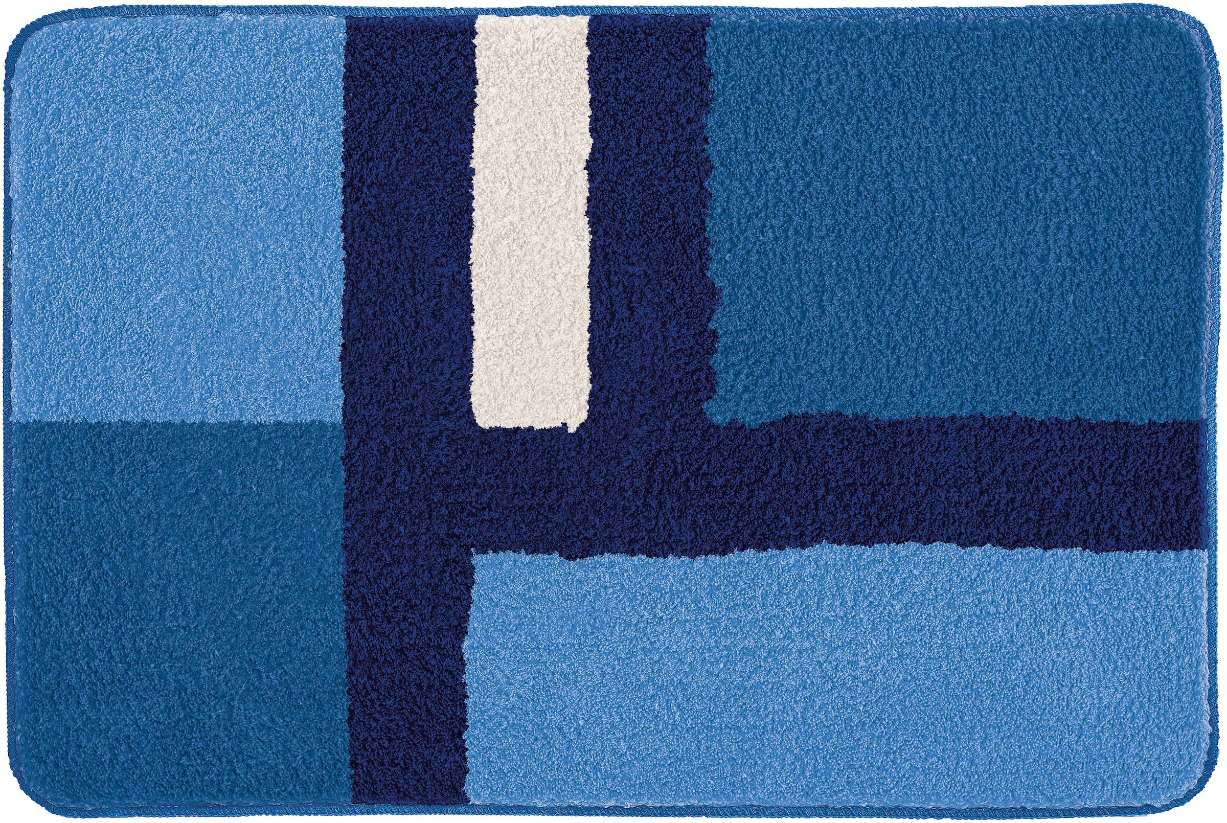 Kleine Wolke Badematte »»Ariana«, Badvorleger, Badezimmer Teppich« Höhe 20 mm rutschhemmend beschichtet fußbodenheizungsgeeignet Geometrisches Design mit kontrastierendem Mittelstreifen