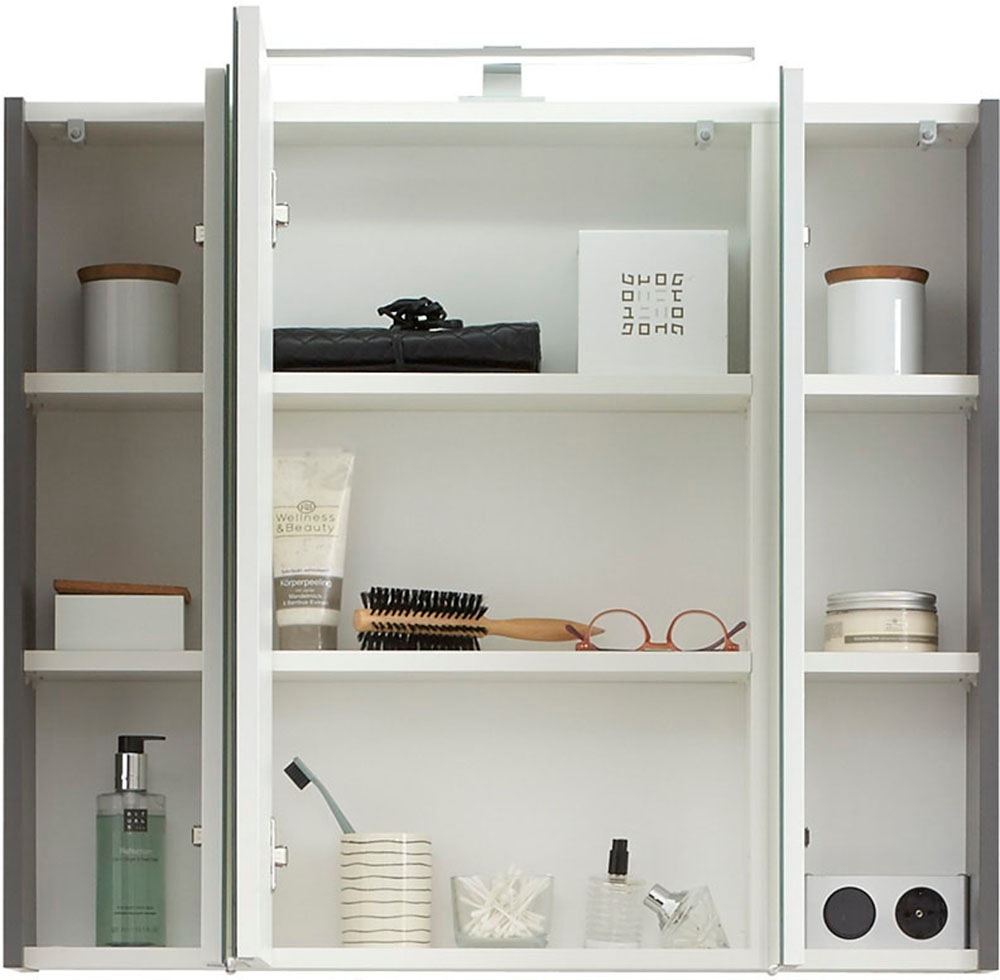 Saphir Badmöbel-Set »Quickset 5-teilig, Keramik-Aufsatzbecken und LED-Spiegelschrank« 8 Stk. tlg.