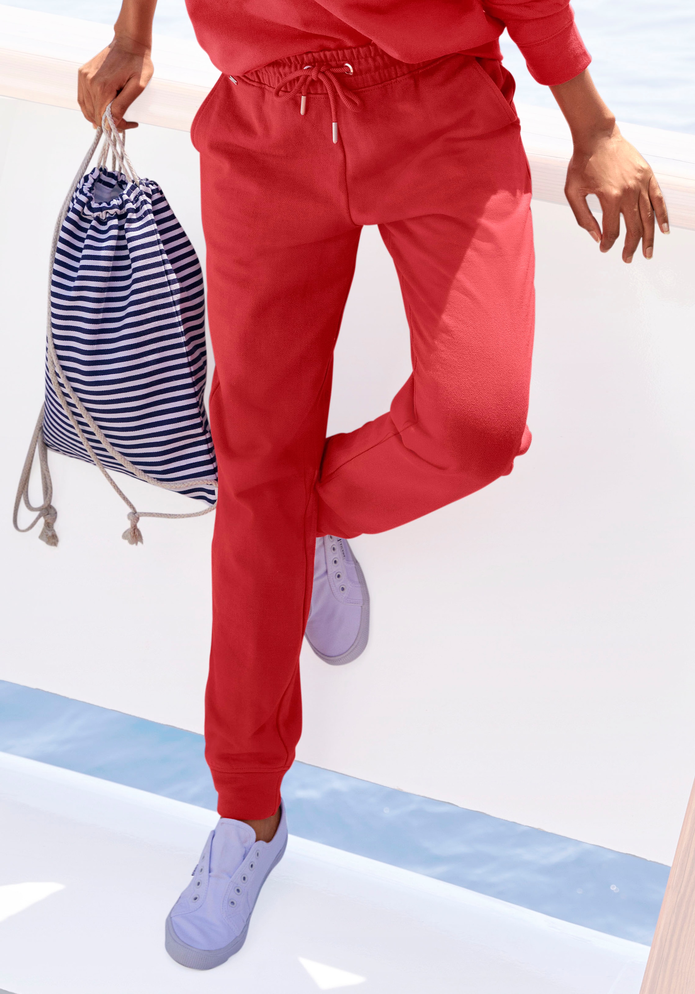 H.I.S Damen Relaxhose im maritimen Stil in rot, Größe 44/46