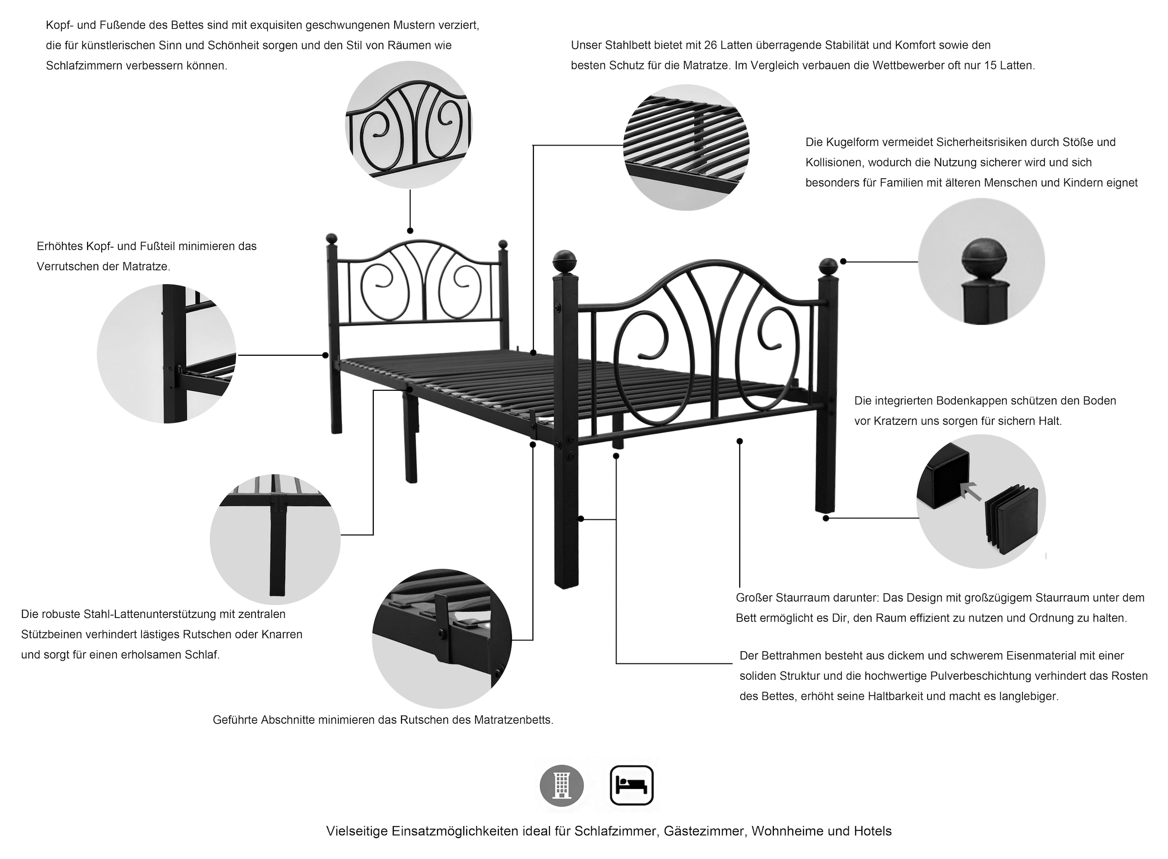 OTTO home Metallbett »LUND Landhausbett Bett Märchenbett Prinzessinbett« Träume wie im Märchen: Dein romantisches Metallbett in 2 Breiten