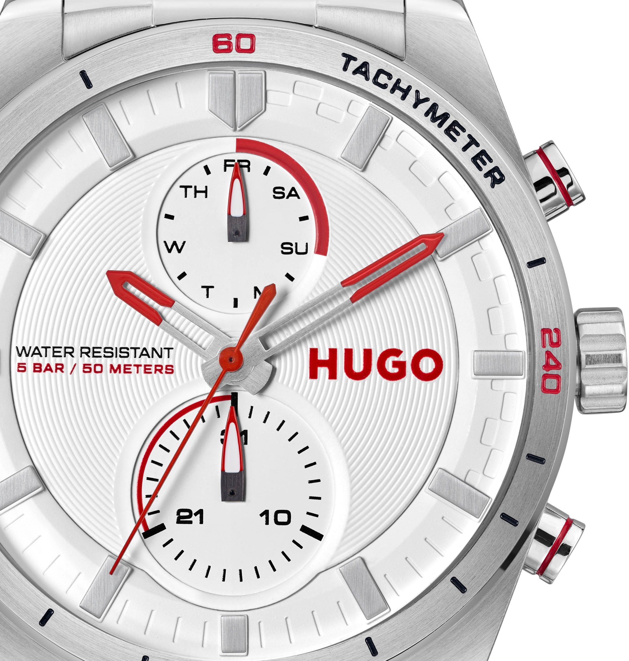 HUGO Multifunktionsuhr »#FAST«, Armbanduhr, Quarzuhr, Herrenuhr, Datum, Edelstahlarmband