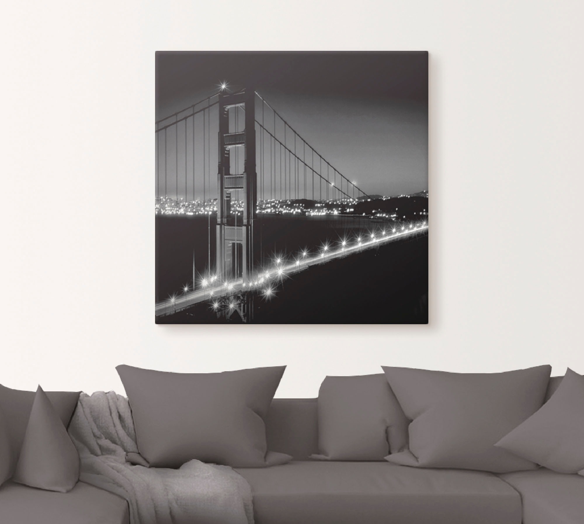 Artland Leinwandbild »Golden Gate Bridge am Abend I«, Amerika, (1 St.), auf Keilrahmen gespannt