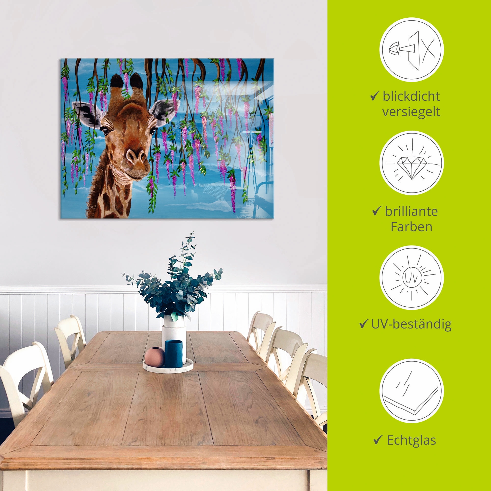 Artland Glasbild »Giraffe«, Wildtiere, (1 St.), in verschiedenen Größen