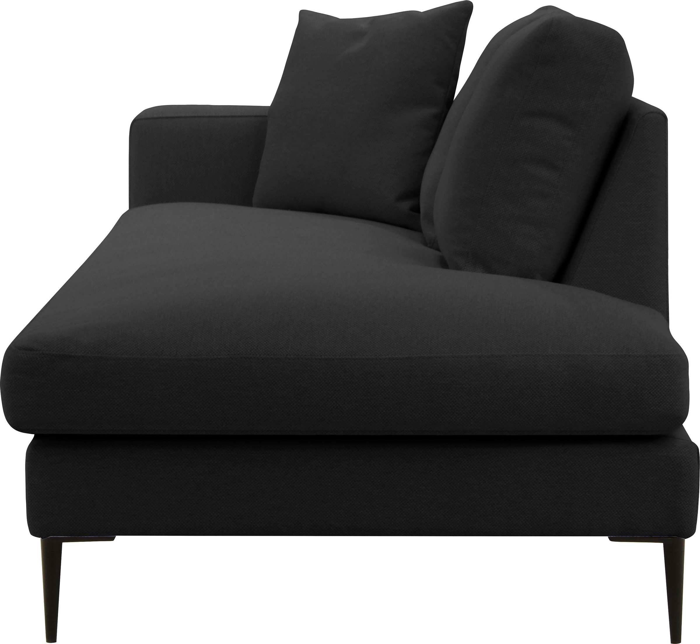 Leonique Recamiere »Cozy Chaiselongue, Maße B/T/H: 195/97/80 cm«, mit losen Kissen und Metallbeinen, Armlehne links oder rechts wählbar