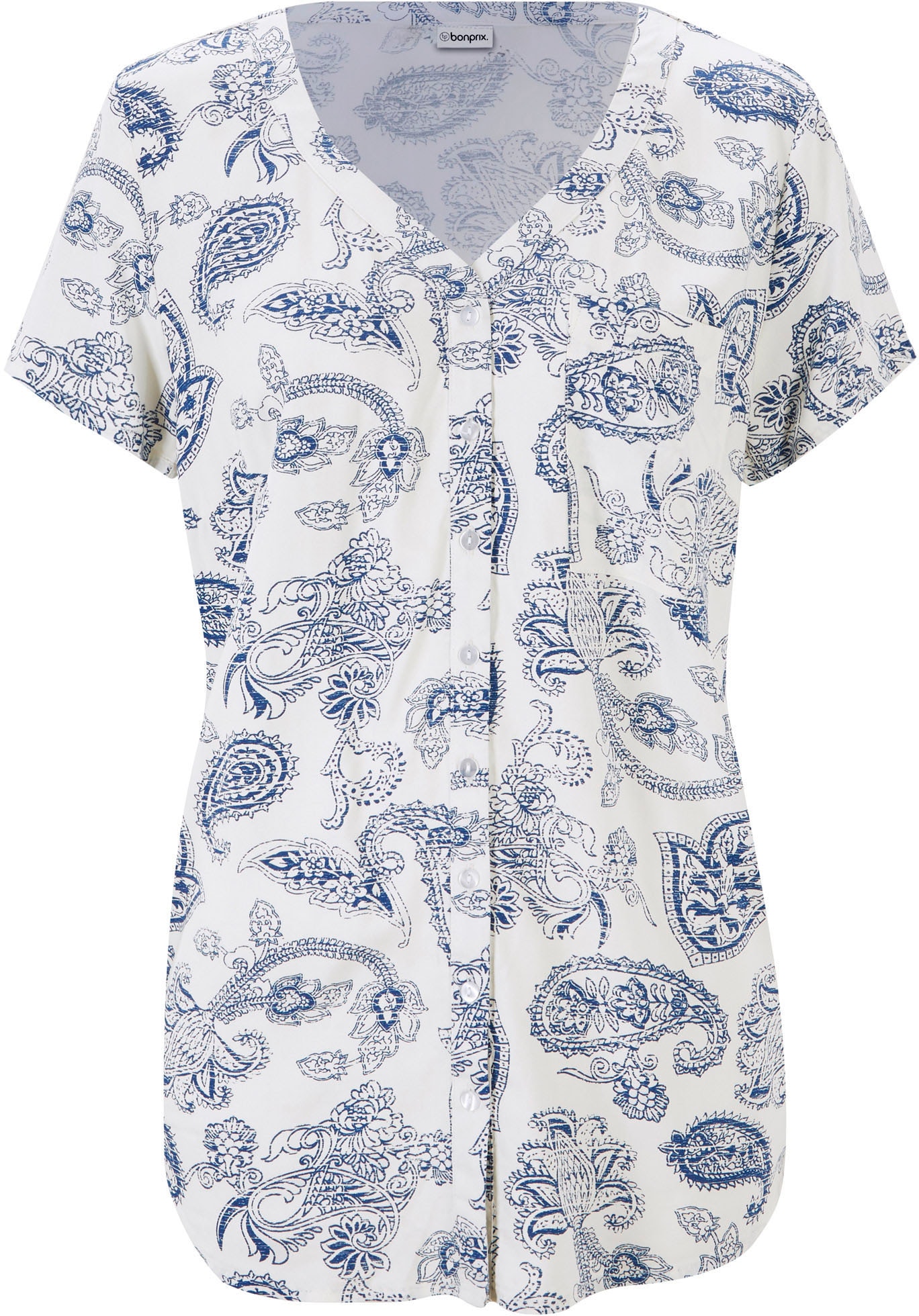 bonprix Kurzarmbluse leicht taillierte Passform, für warme Tage, aus Viskose