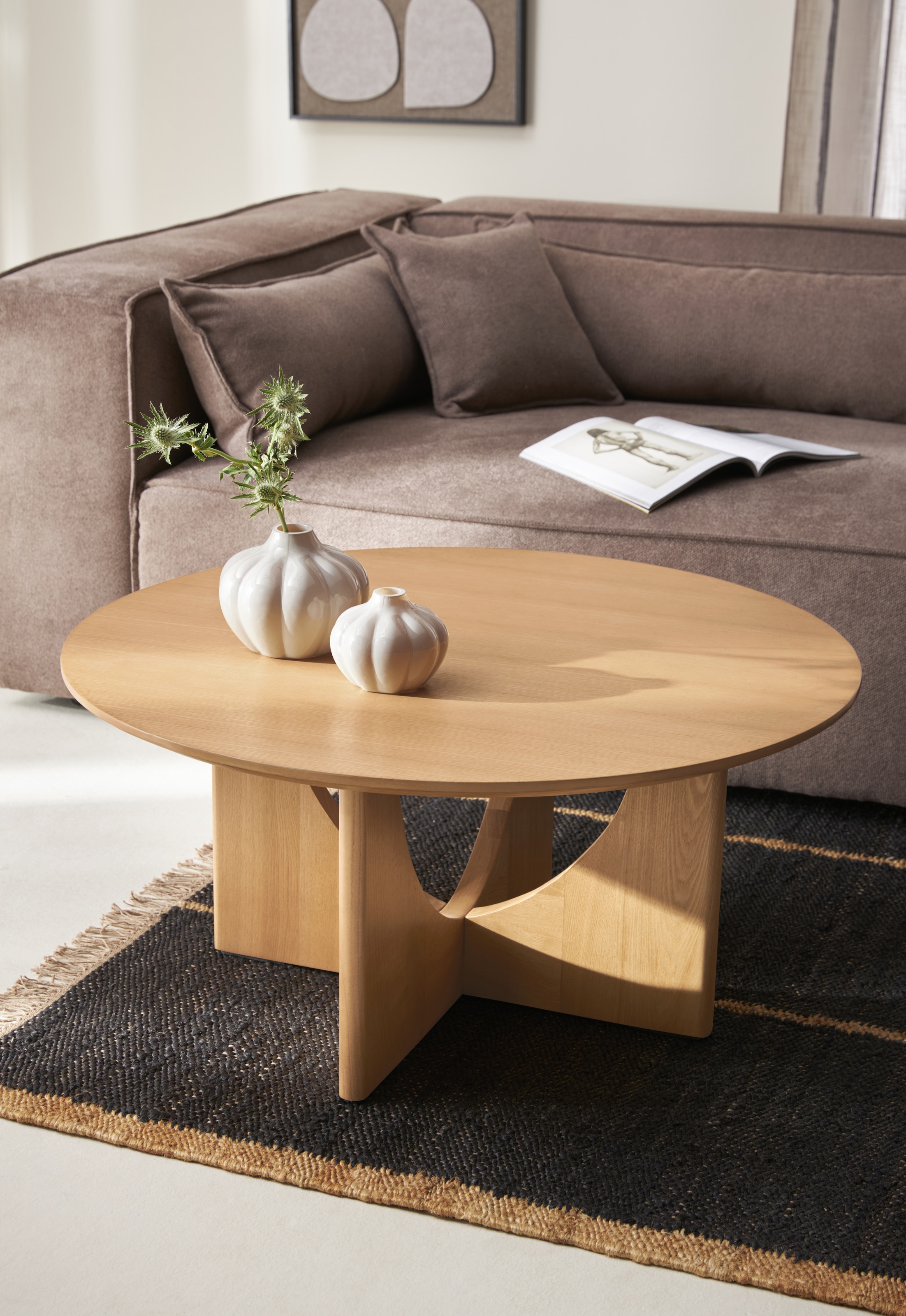 LeGer Home by Lena Gercke Couchtisch »Zirella« 1 Stk. tlg. massives Eschenholz, markantes Kreuzfuß-Design, Breite 85 cm