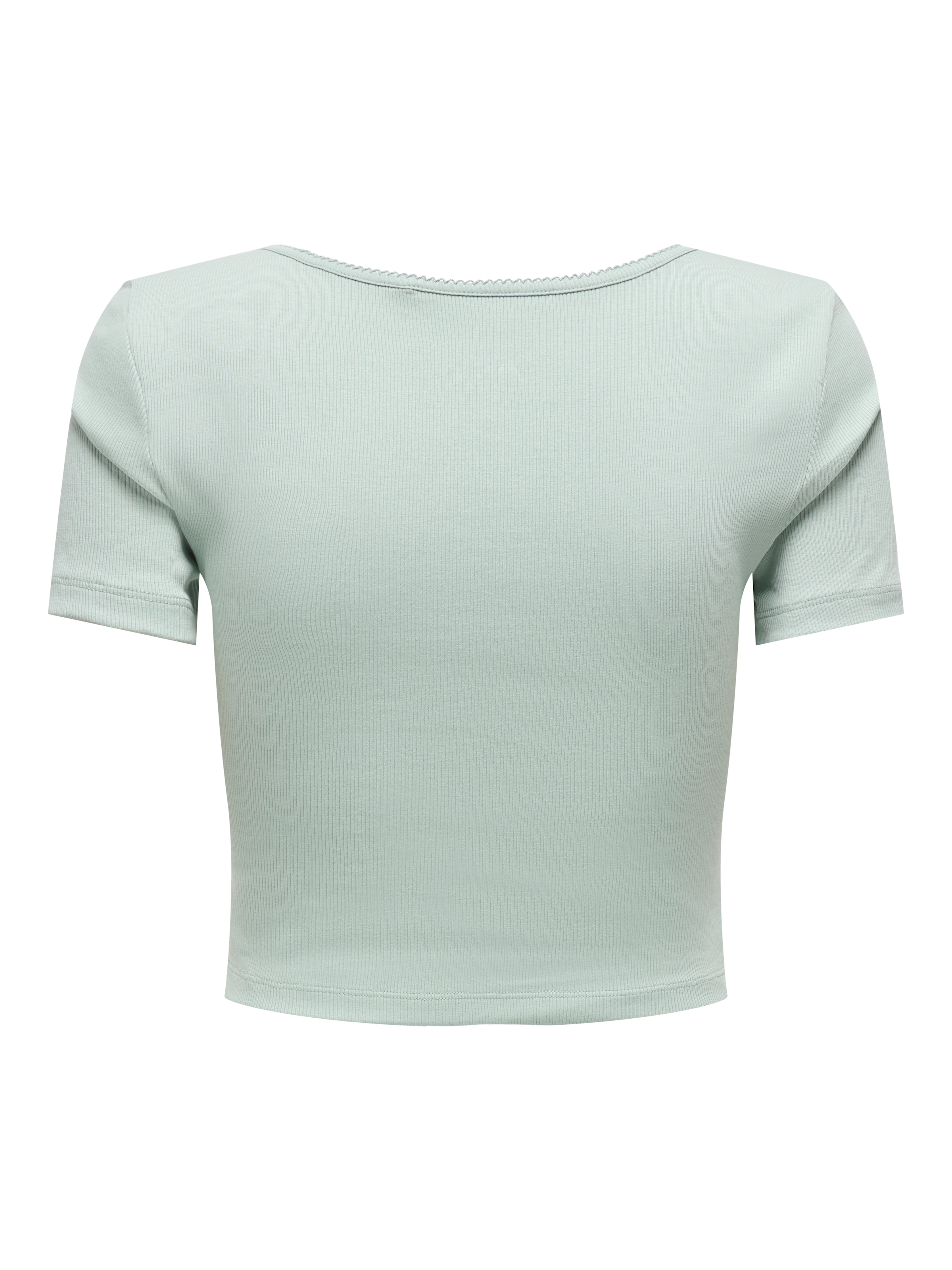 ONLY Kurzarmshirt »ONLBETTY LIFE S/S SCALLOP V-NECK CC JRS« mit Raffung am Ausschnitt