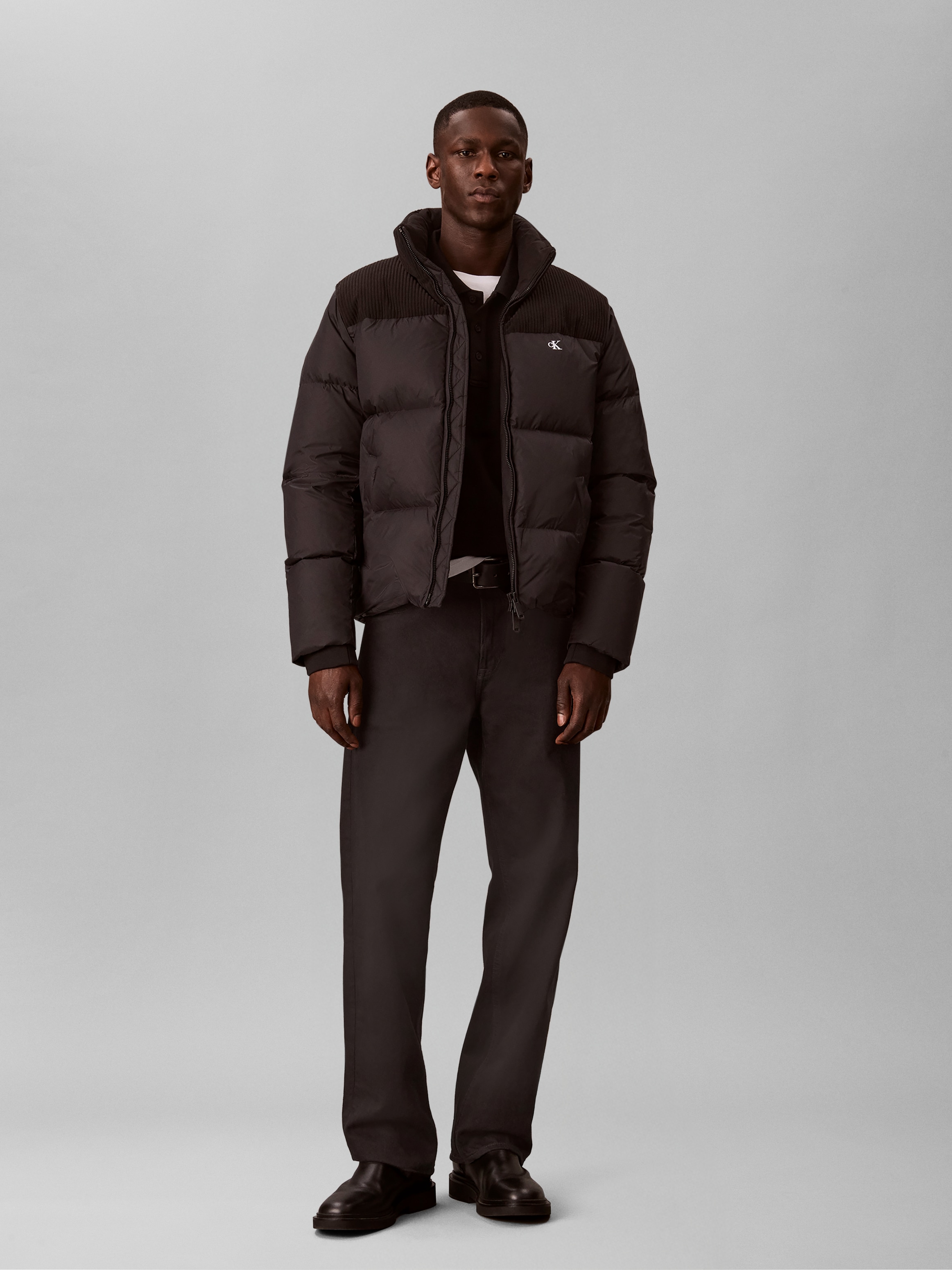 Calvin Klein Jeans Steppjacke »MIXED MEDIA DOWN PUFFER« ohne Kapuze Regular fit mit Stehkragen