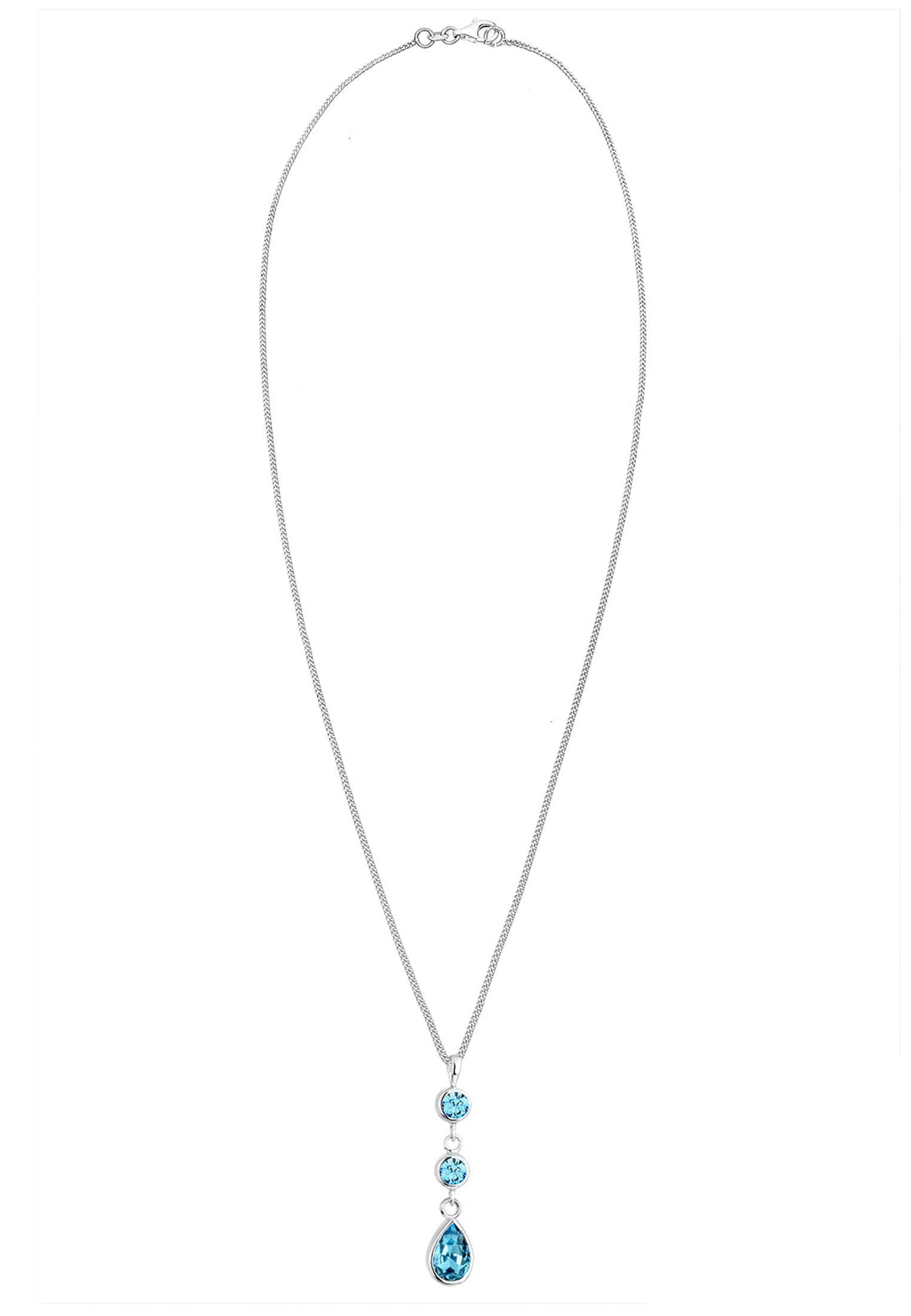 Elli Silberkette »Halskette Tropfen Glas Kristall Weiß 925 Sterling Silver«