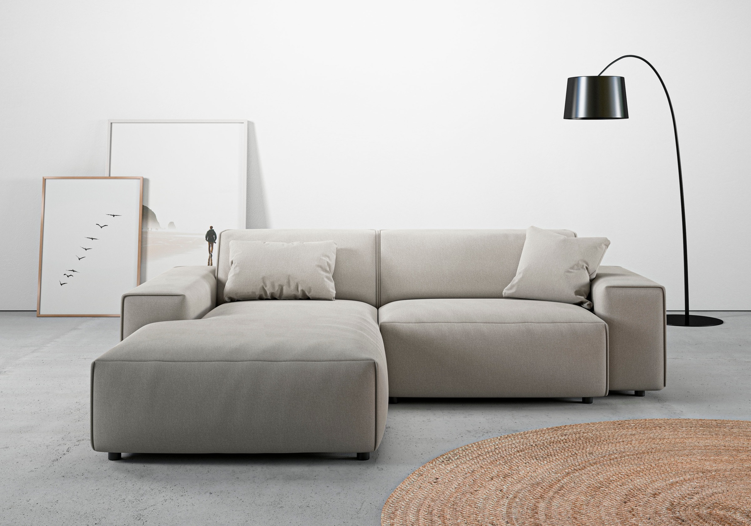 andas Ecksofa »Glimminge L-Form auch in Breitcord, Feincord + Easy care-Bezug,«, Breite 234, Zierkissen