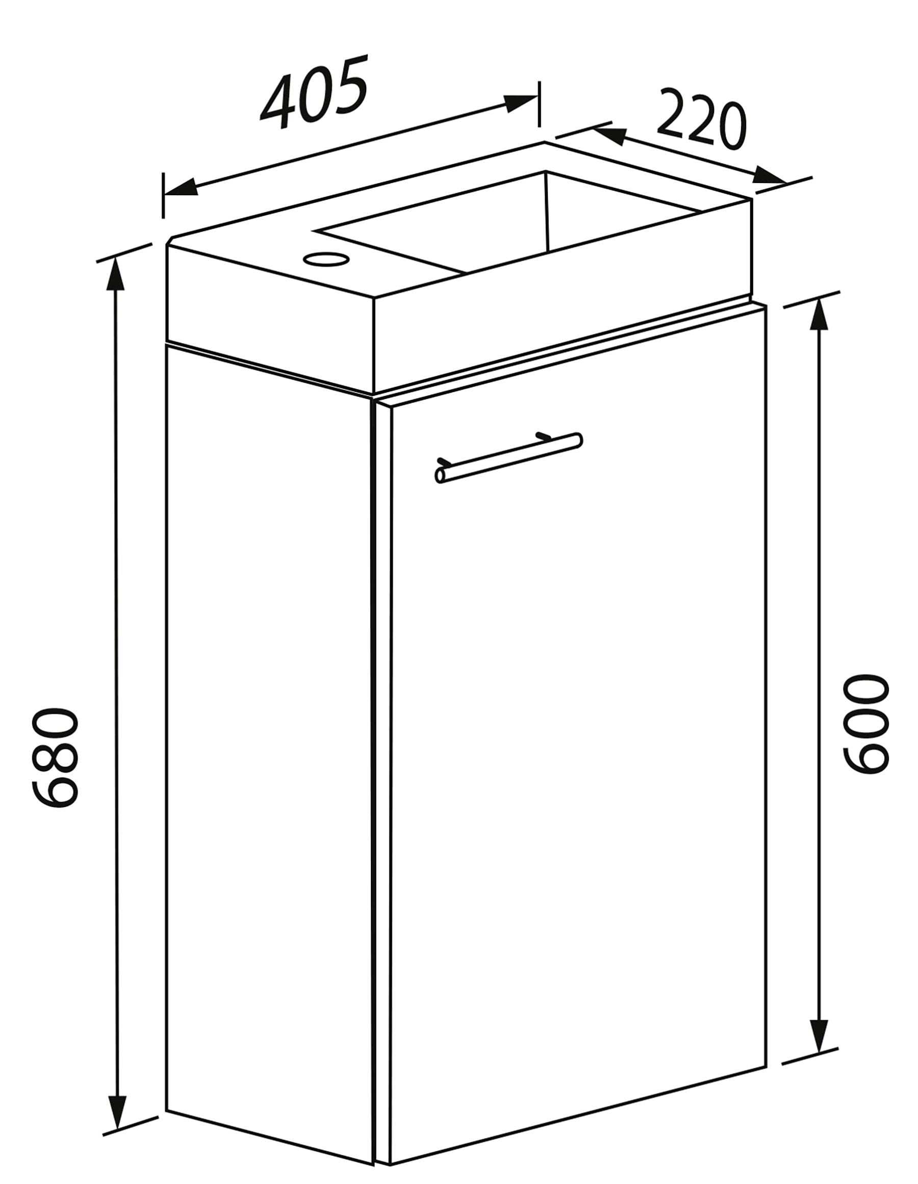 VCM Waschbeckenunterschrank »VCM 2-tlg Set | Waschplatz für Gäste WC | Gästebad | Waschtisch | Badezimmer Set - Slito«, (2 St.)
