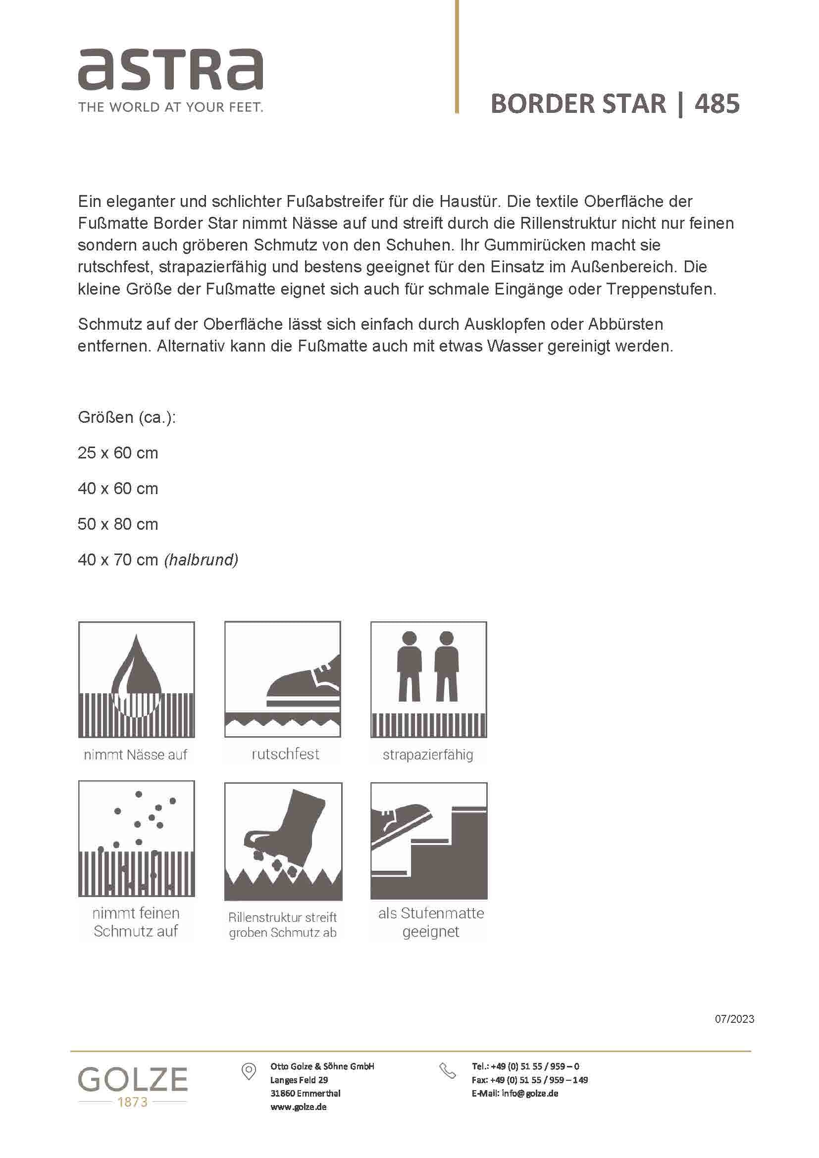 ASTRA Fußmatte »Border Star 1« rechteckig 8 mm Höhe Türmatte, Schmutzfangmatte, In -und Outdoor geeignet