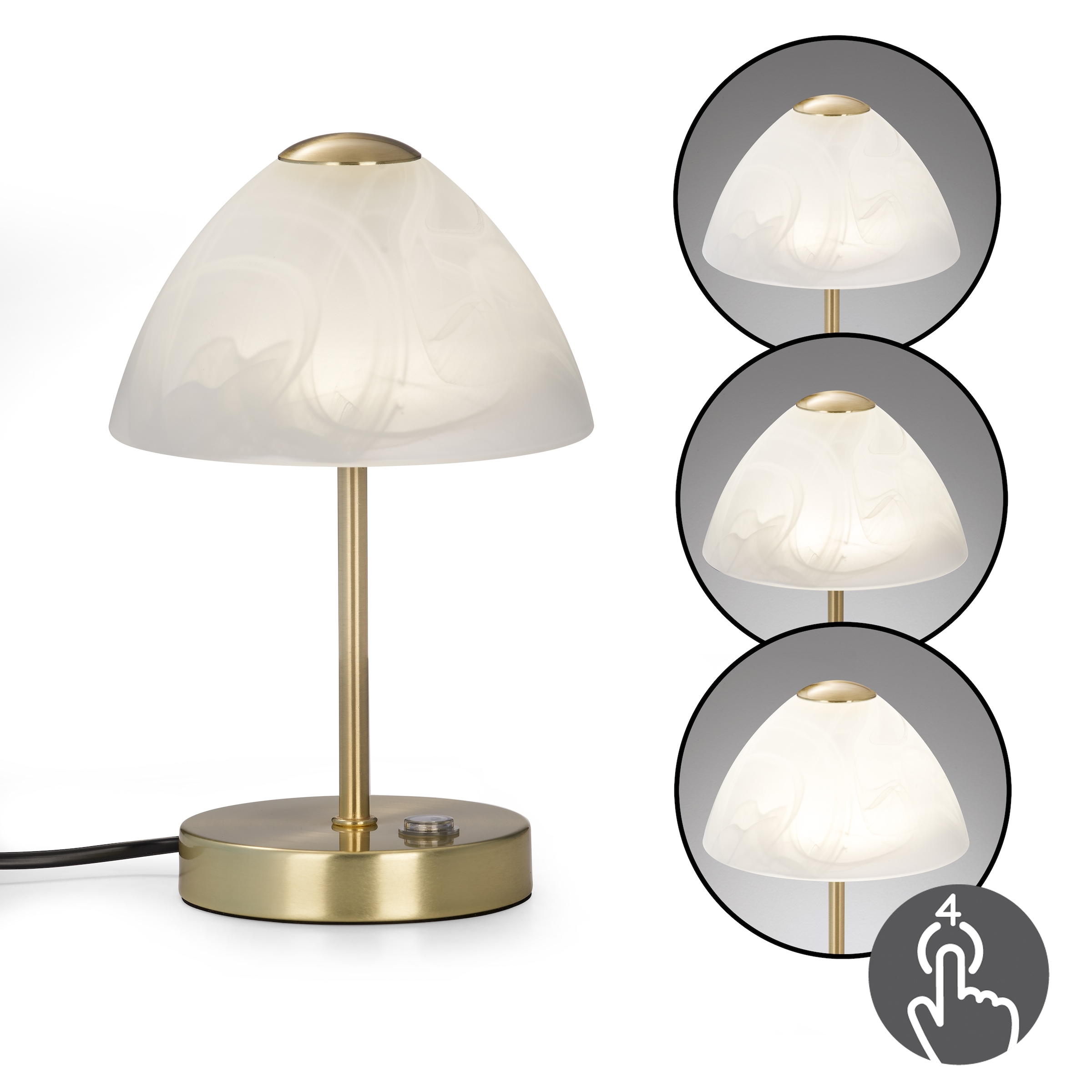 REALITY Leuchten LED Tischleuchte »Queen« LED-Board 1 Stk. Warmweiß Tischlampe mit 4 fach TOUCH-Dimmer in klassischem Design