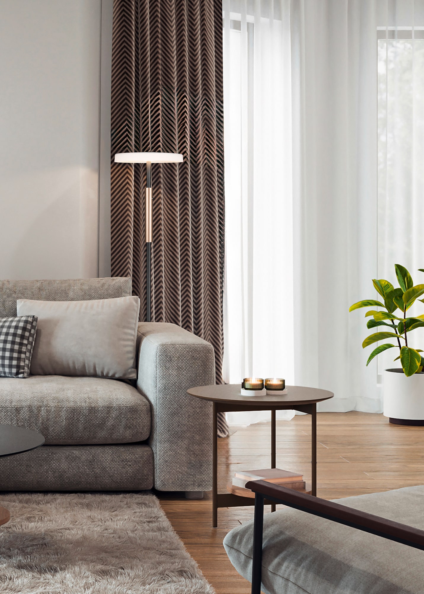 TRIO Leuchten LED Stehlampe »CELESTE, LED Stehleuchte mit 4-Stufen Touchdimmer 15W warmweiß 3000K« LED-Board 1 Stk. Warmweiß 1750 Lumen Höhe 160cm, Stehlampe mit Glasschirm Ø 33cm, Memoryfunktion