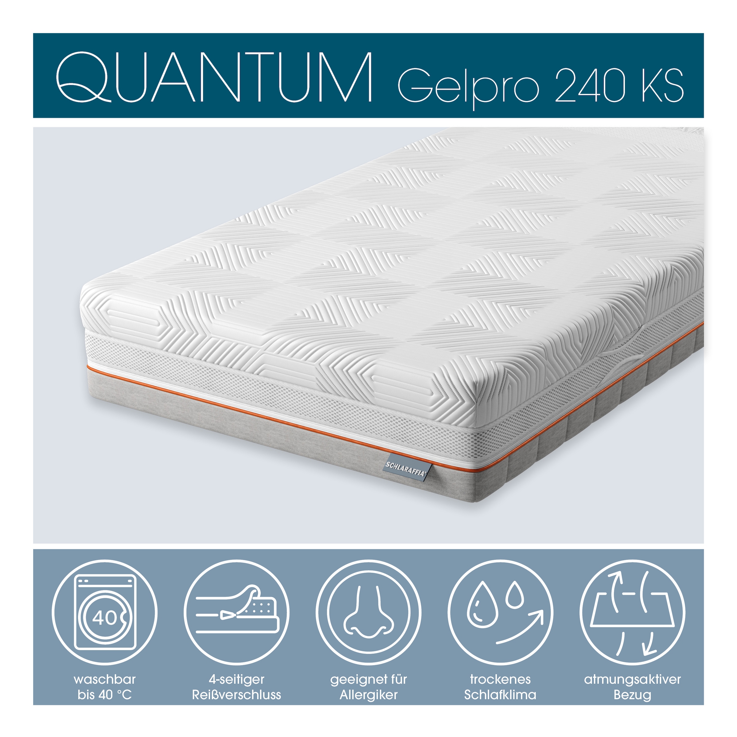 Schlaraffia Kaltschaummatratze »Matratze, 7 Zonen, GelPro Quantum 240, Kaltschaummatratze 90x200 cm« 24 cm hoch Raumgewicht: 45 kg/m³ 1 Stk. tlg. Gelschaumauflage, patentierte Rhombo-therm Technologie, atmungsaktiv