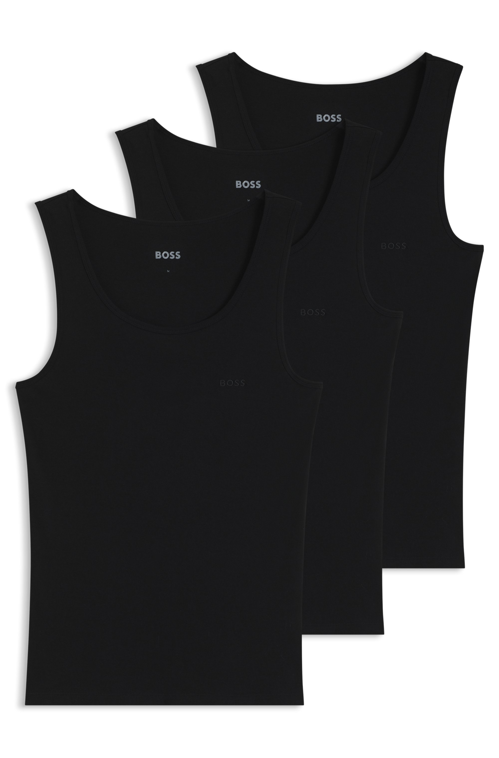 BOSS Tanktop »3P RibClassic BOSS ONE x David Beckham«, Ton in Ton Stickerei auf der Brust