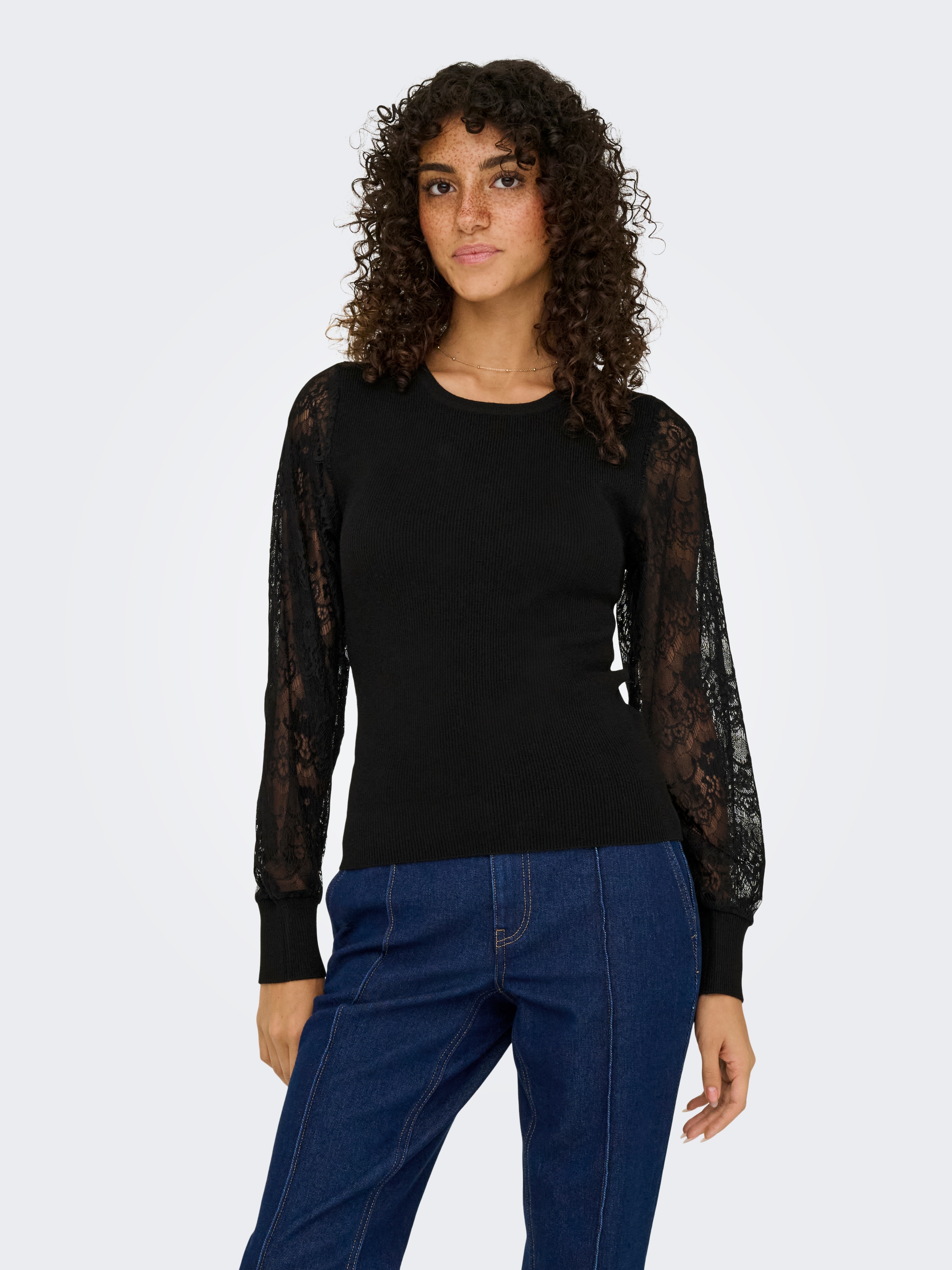 ONLY Rundhalspullover »ONLPERRY LIFE LS MIX O-NECK KNT«
