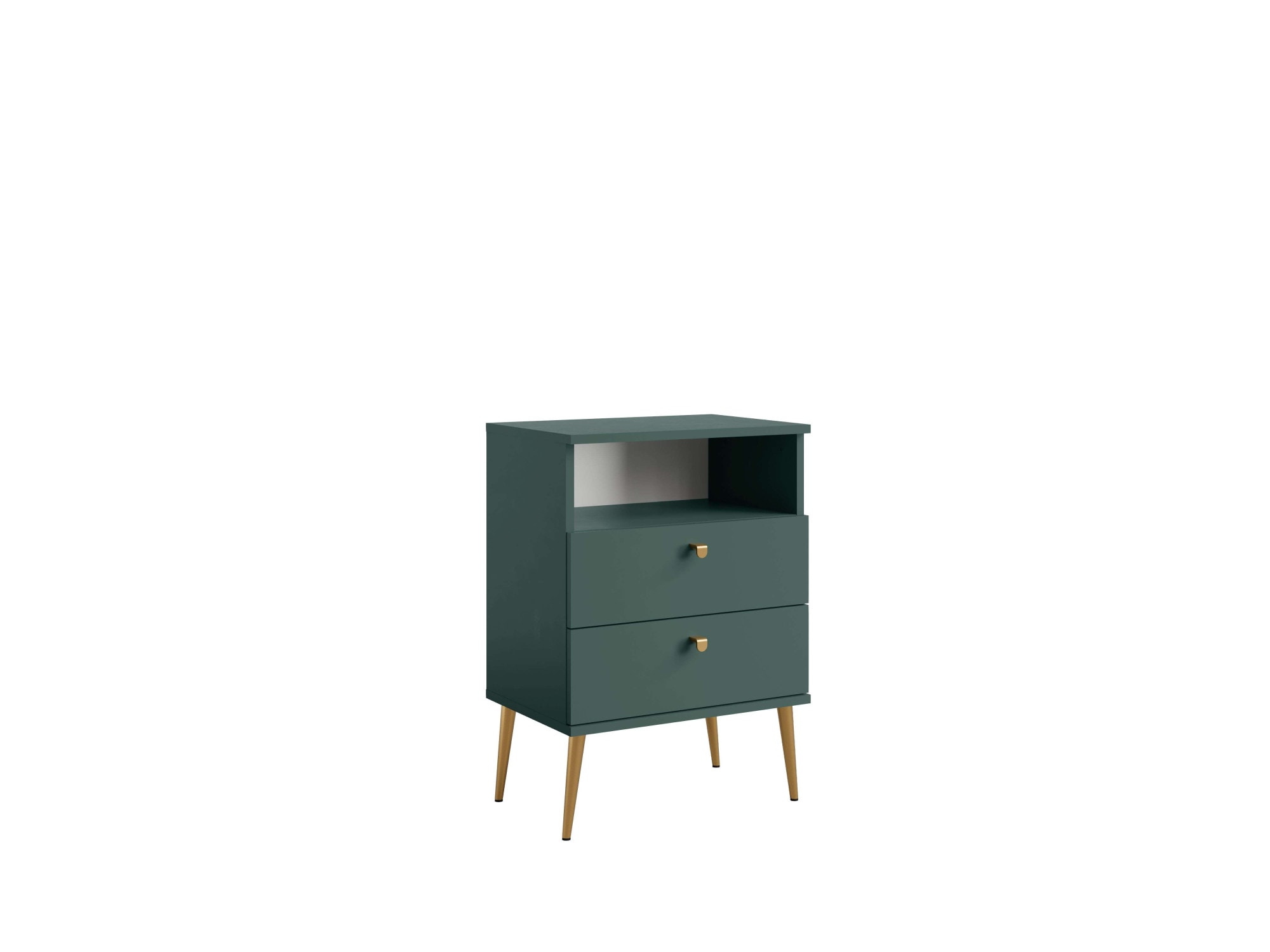 INOSIGN Nachttisch »Elyria, Metallgriffe, FSC-zertifizierter Holzwerkstoff«, (Nachtkommode B/T/H 50/34/69cm), mit 2 Schubladen, 1 offenes Fach, viele Farben mit goldfb. Details