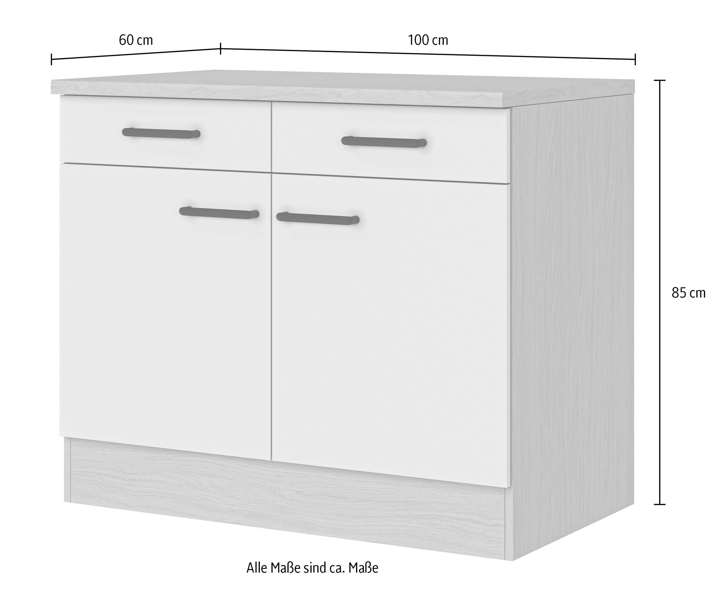 Flex-Well Unterschrank »Creso« 1 Stk. tlg. mit Einlegeboden, Arbeitsplatte und Metallgriffe