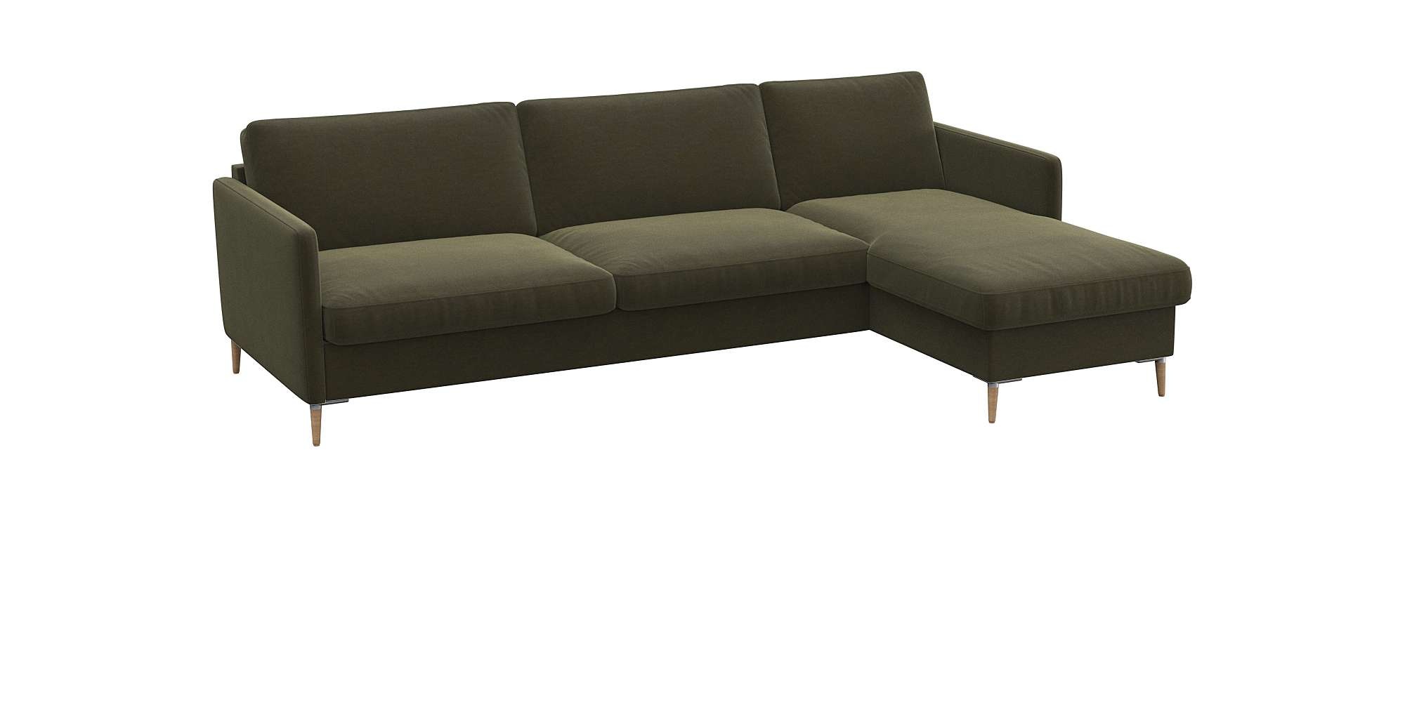 FLEXLUX Ecksofa »Fiore, super Sitzkomfort durch Kaltschaum im Sitz, L-Form«, schmale Armlehnen, Füße Alu+ Eiche