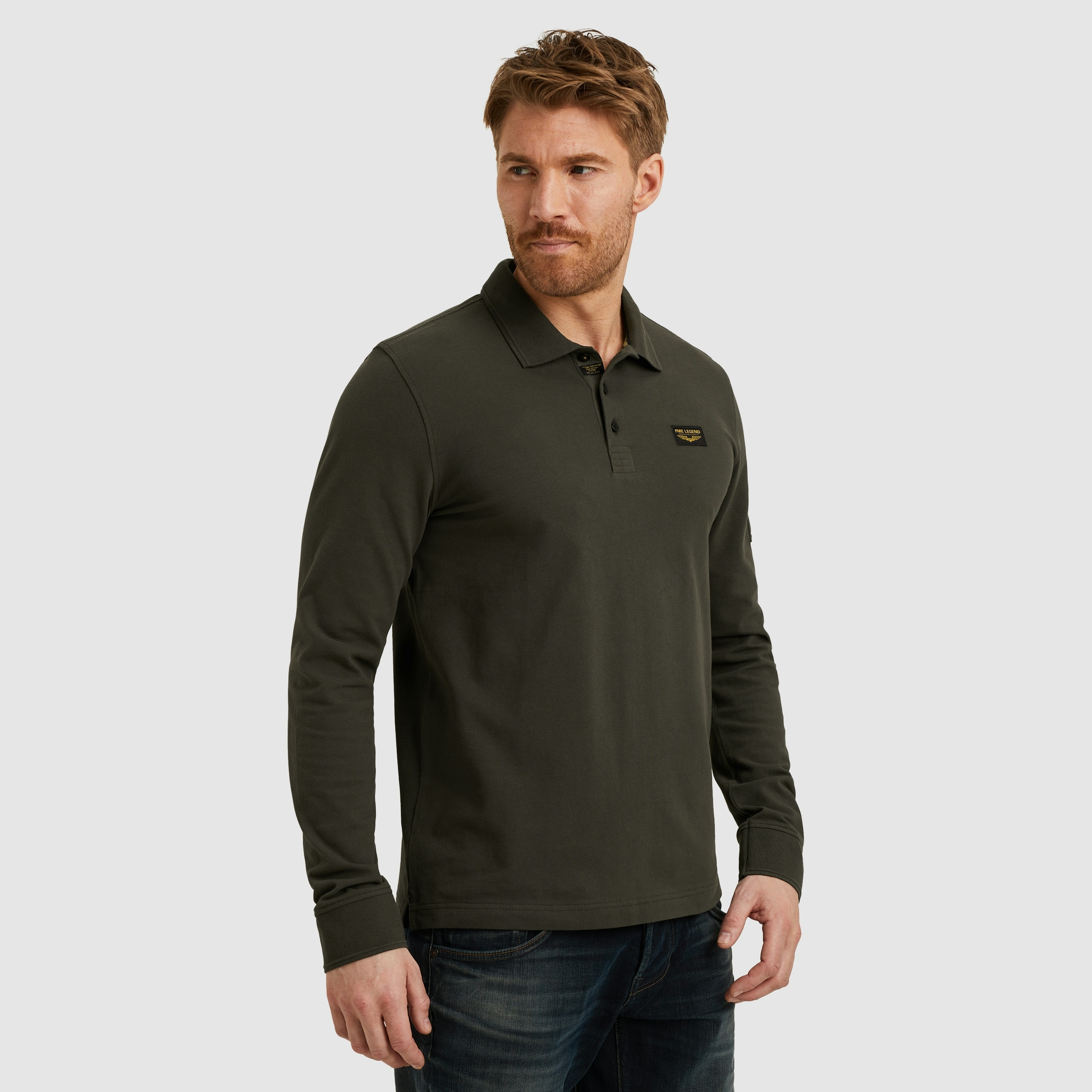 PME LEGEND Langarm-Poloshirt, mit Logo Stickerei