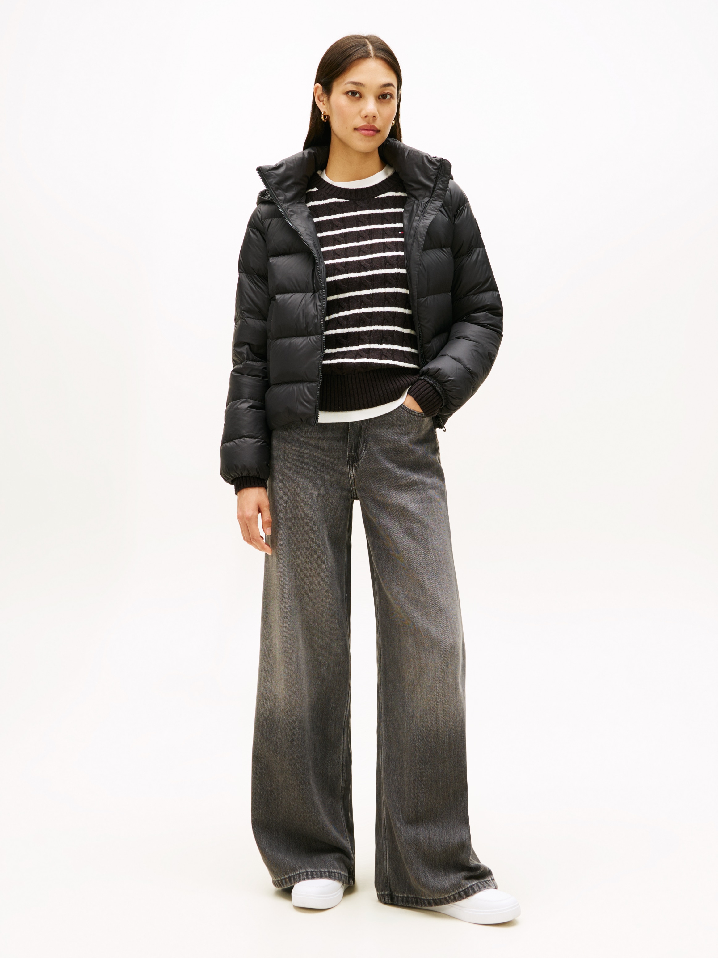 Tommy Hilfiger Steppjacke »LW DOWN CASUAL JACKET« mit Kapuze mit Logoprägung