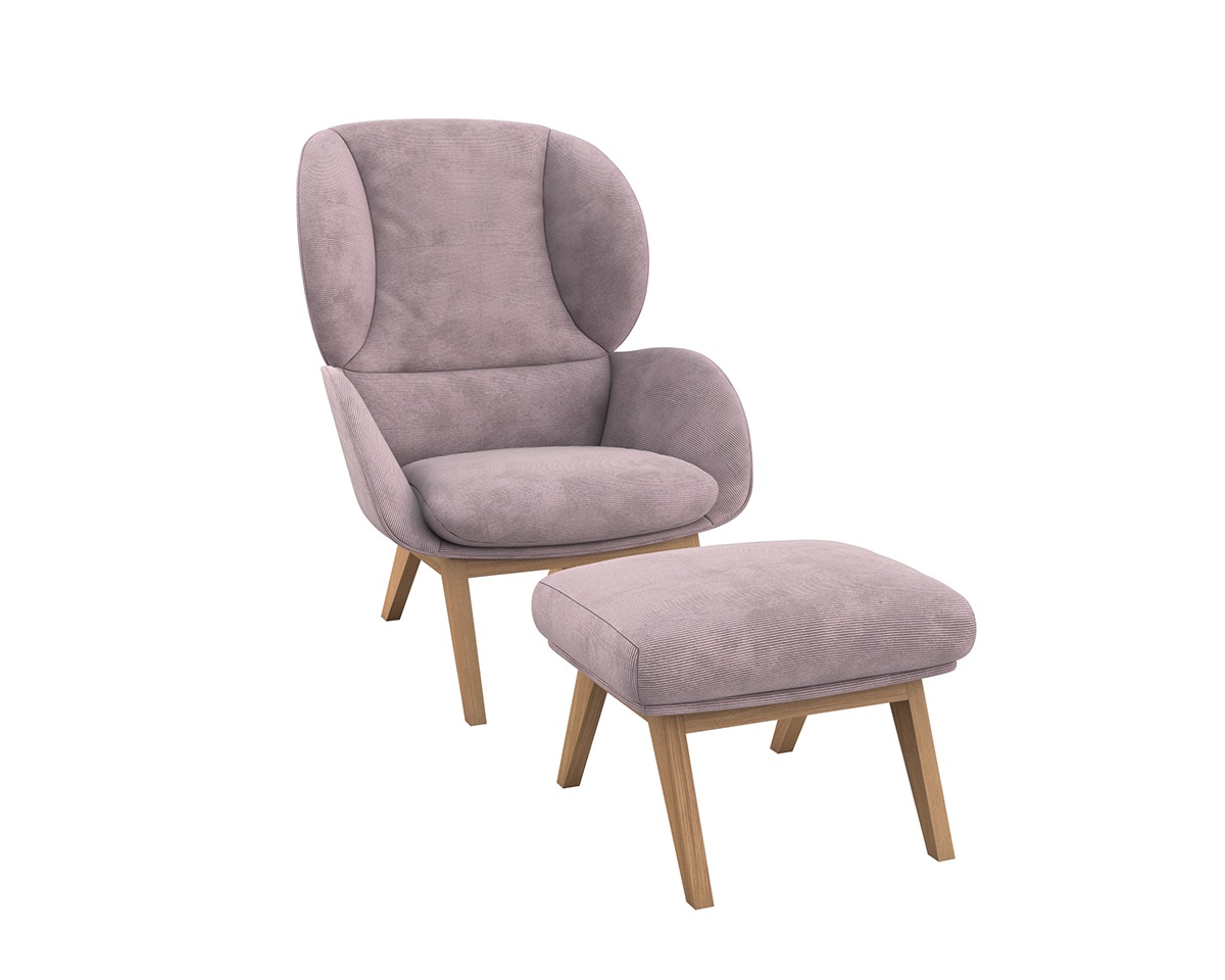 FLEXLUX Ohrensessel »Adria«, Stil & Komfort, organische Form, Fuß Eiche