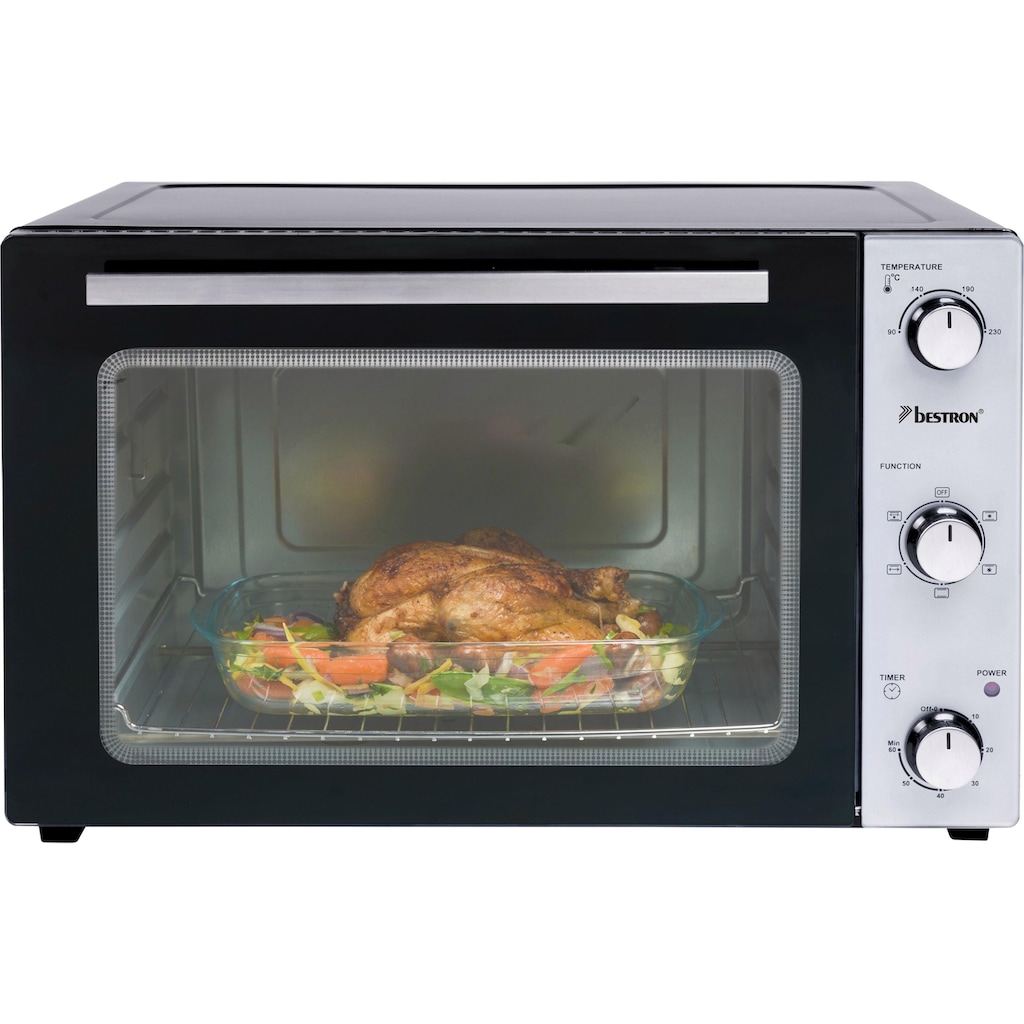 bestron Minibackofen »AOV45, 2-in-1 Gerät«, mit Drehspieß, 1800 W, Edelstahl, Schwarz