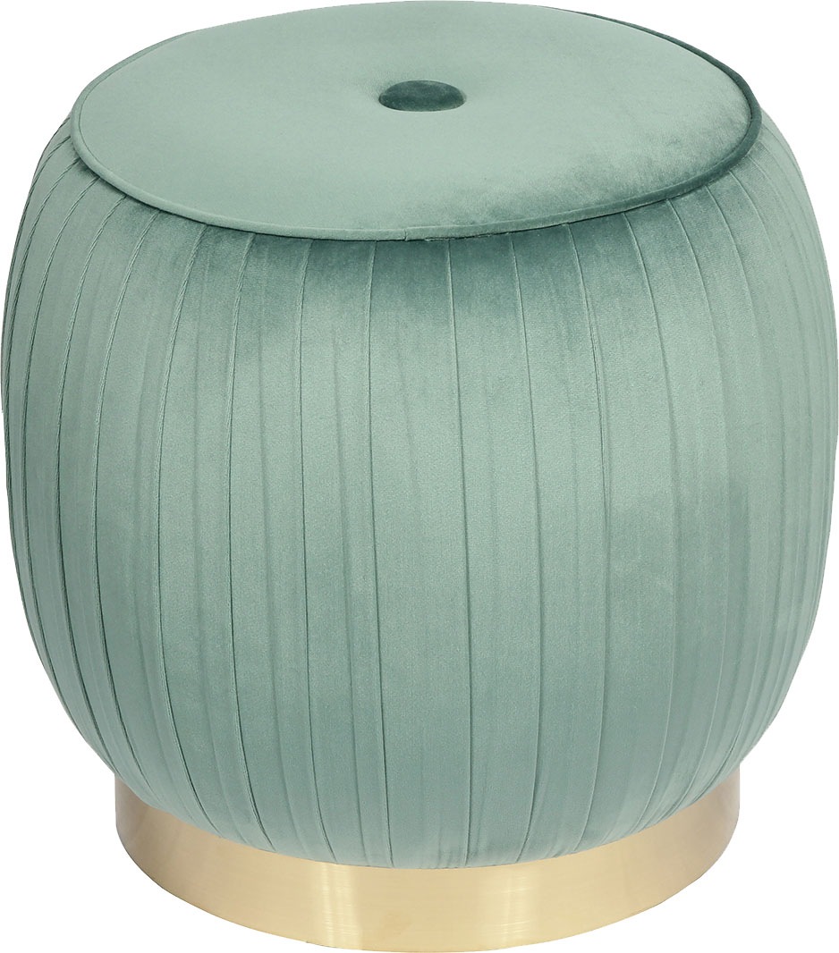 Kayoom Polsterhocker »Hocker Lyla 125, Edler Touch durch goldenen Sockel,  Samtbezug« 1 Stk. tlg. samtweich, gesteppte Ziernaht, Edelstahlsockel, Hochwertiger Samtbezug