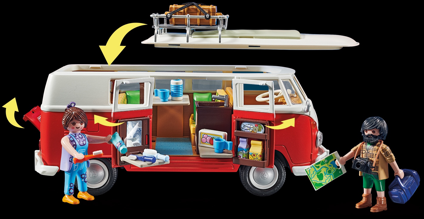 Playmobil® Konstruktions-Spielset »Volkswagen T1 Camping Bus (70176) VW Lizenz«, (74 St.)