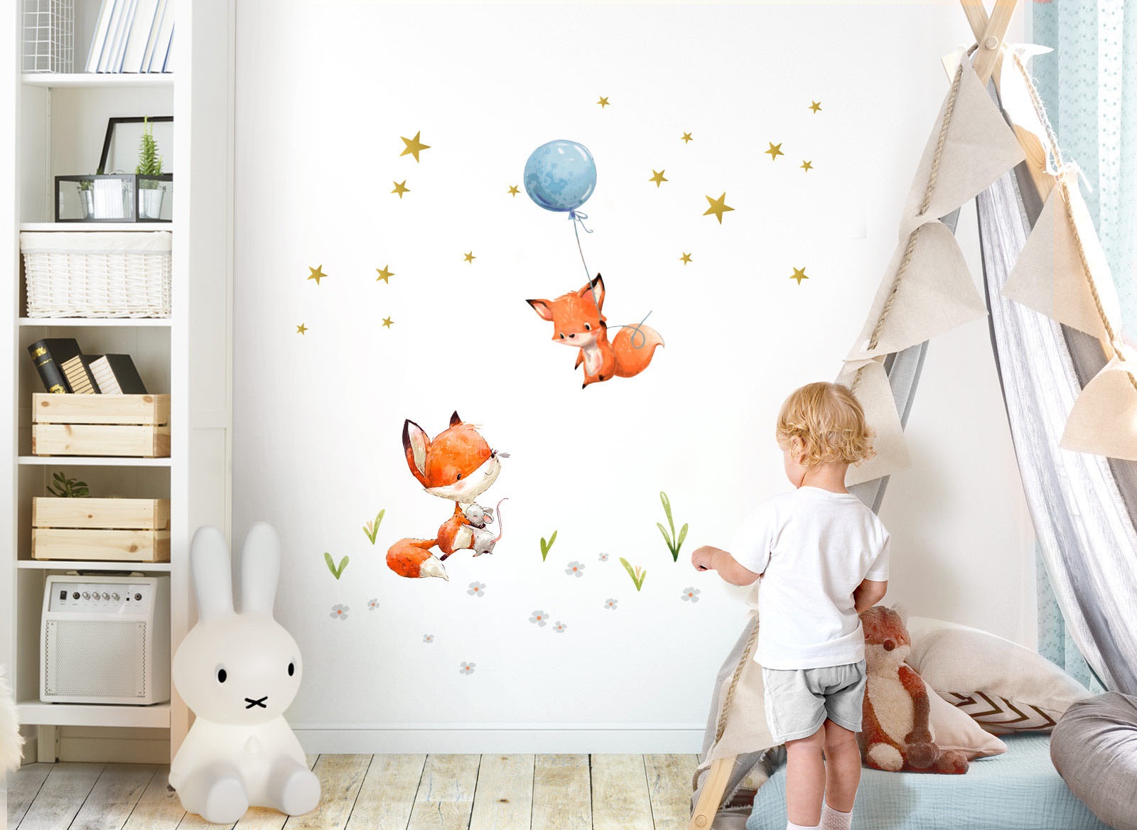 little DECO Wandtattoo »Little Deco Wandtattoo 2 Füchse mit Luftballon«
