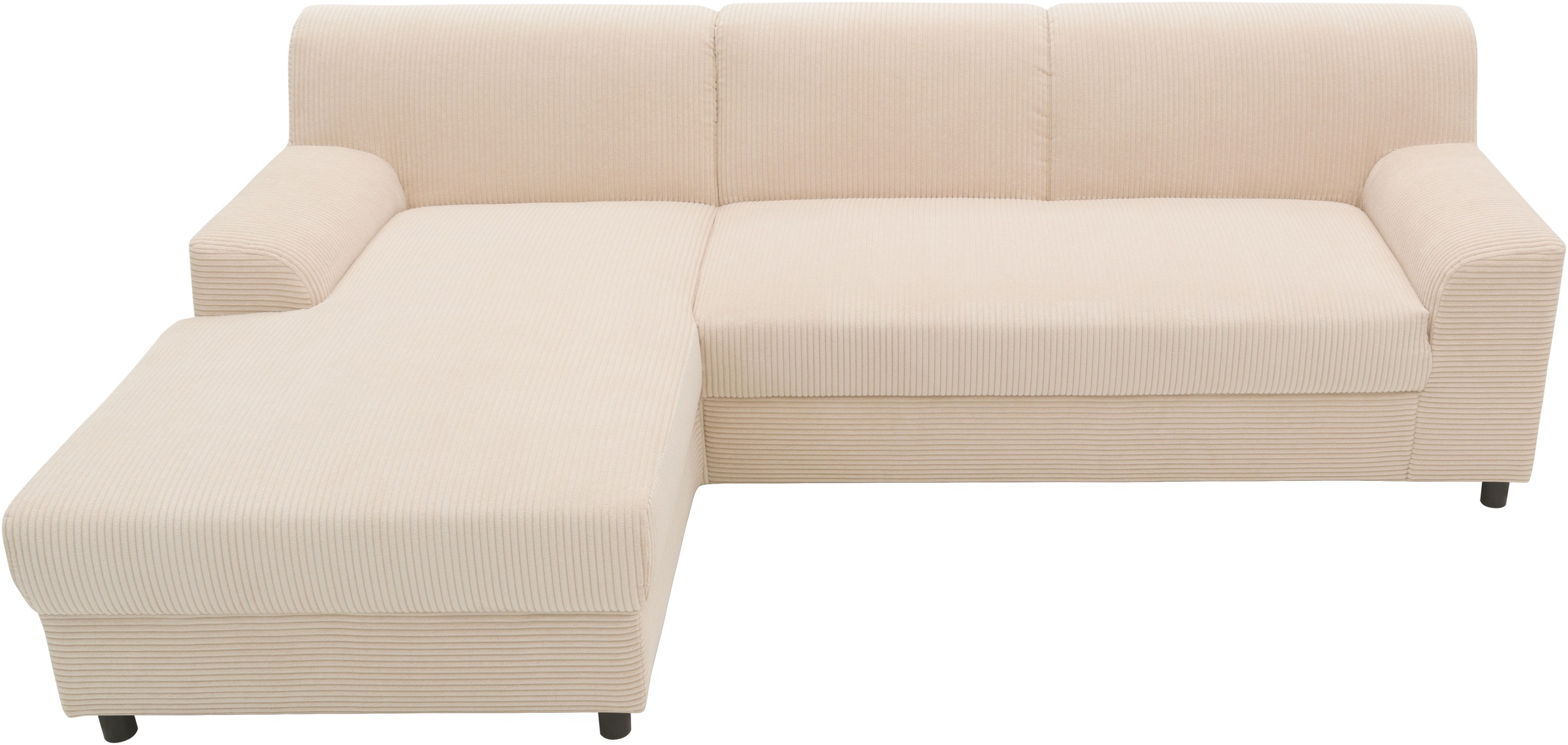 DOMO collection Ecksofa »Turah 2, L-Form, Cord oder Luxus-Microfaser, komfortabler Federkern«, B/T/H: 241/146/79 cm, incl. Zierkissen, wahlweise mit Bettfunktion
