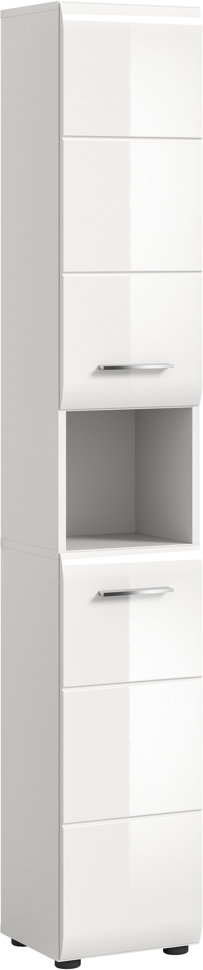 welltime Stauraumschrank 1 Stk. tlg. Florenz, Hochschrank, Weiß Hochglanz Tiefzieh, 185 cm hoch, Bad