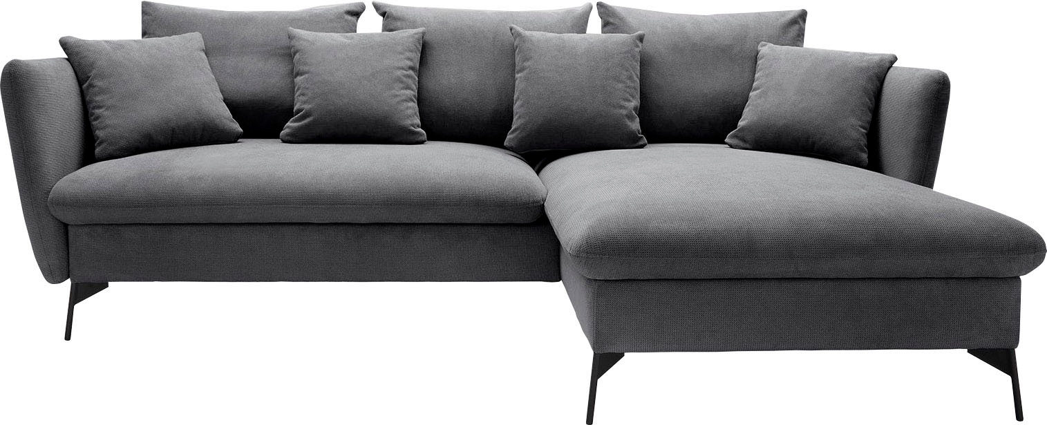 andas Ecksofa »LIVORNO,258 cm, L-Form,«, Schlaffunktion u. Bettkasten (139/224cm), Samt, Struktur, Webstoff