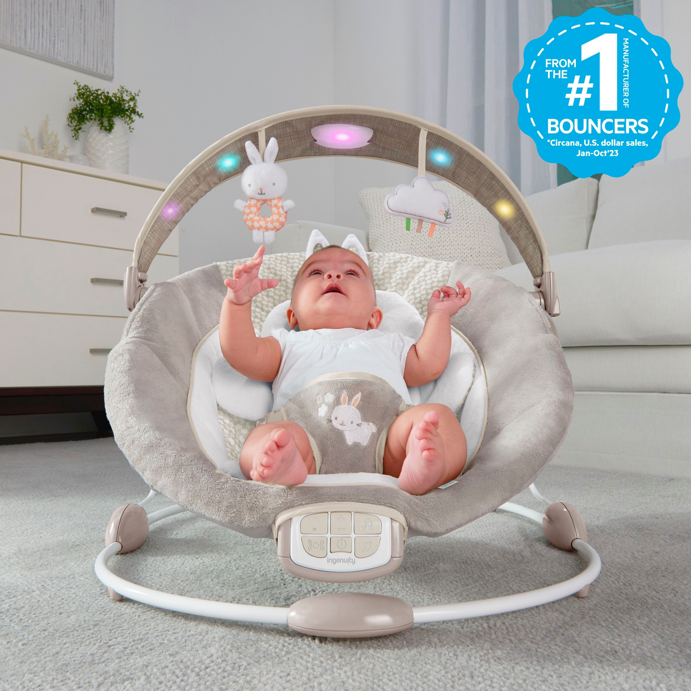 ingenuity Babyschaukel »InLighten Bouncer™ - Twinkle Tails™«, bis 9 kg, mit Licht und Sound