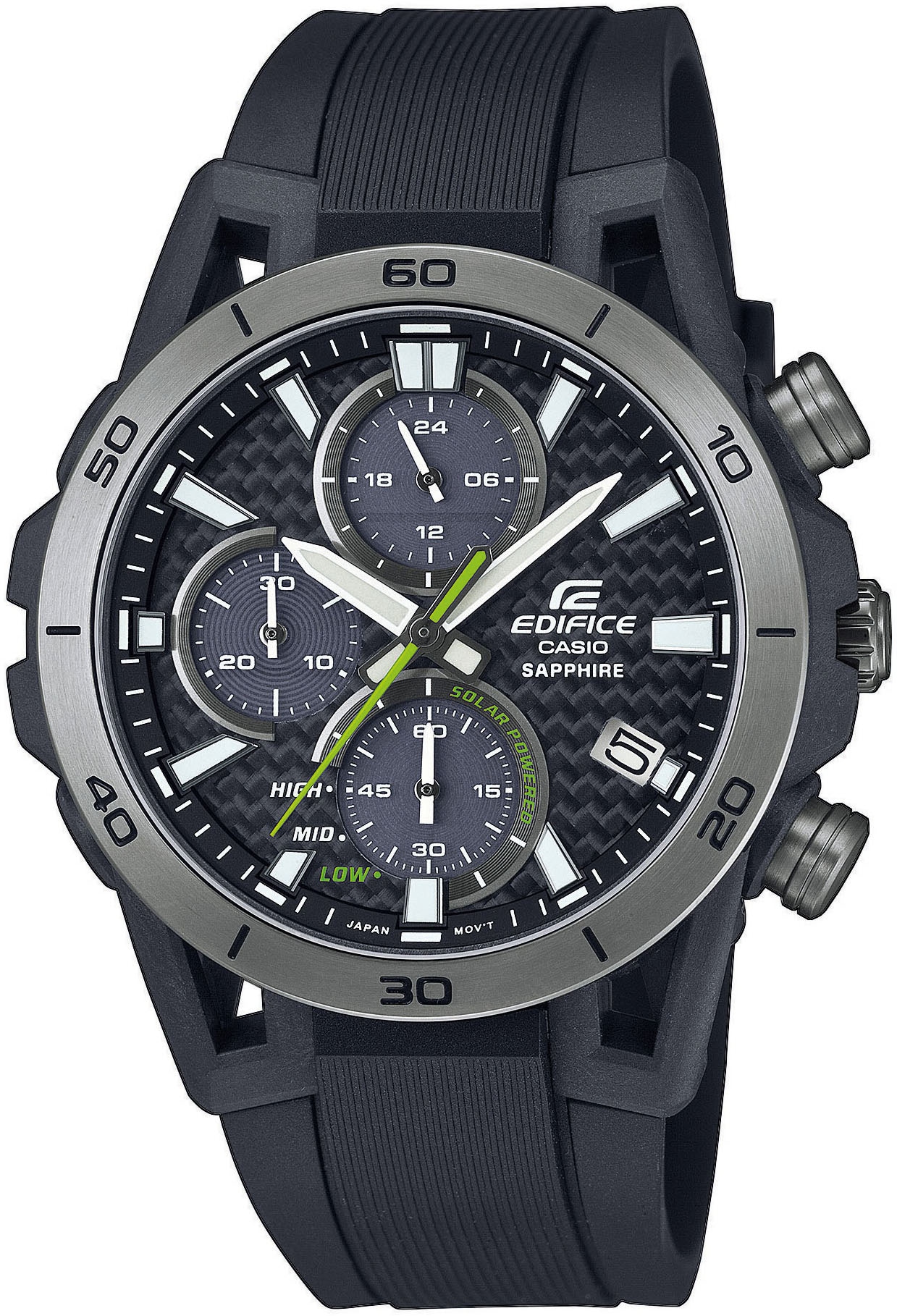 CASIO EDIFICE Chronograph, Armbanduhr, Solar, Herrenuhr, analog, Tag, Stoppfunktion