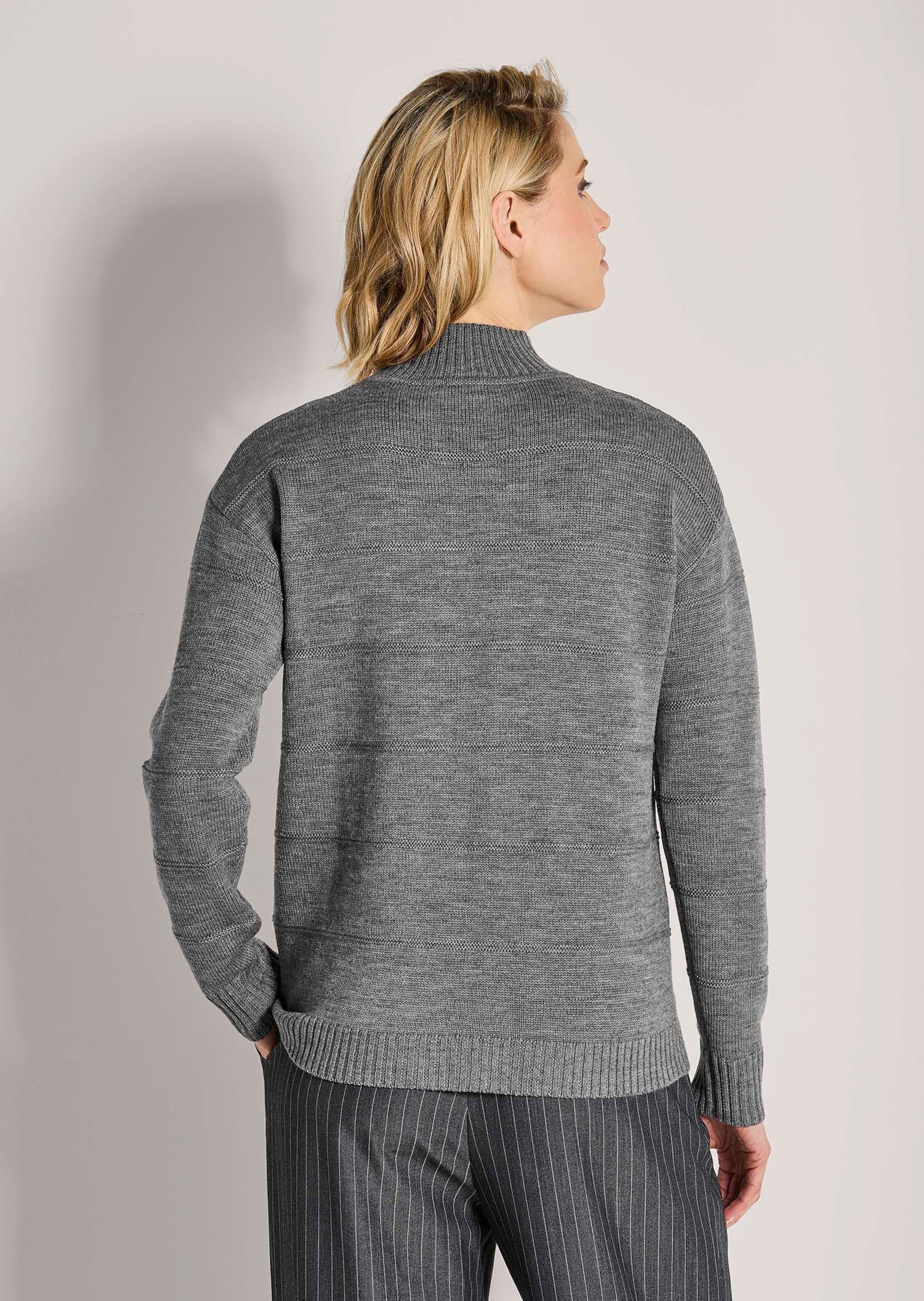 MADELEINE Stehkragenpullover »Strickpullover Eleganter Wollpullover mit Querstruktur«