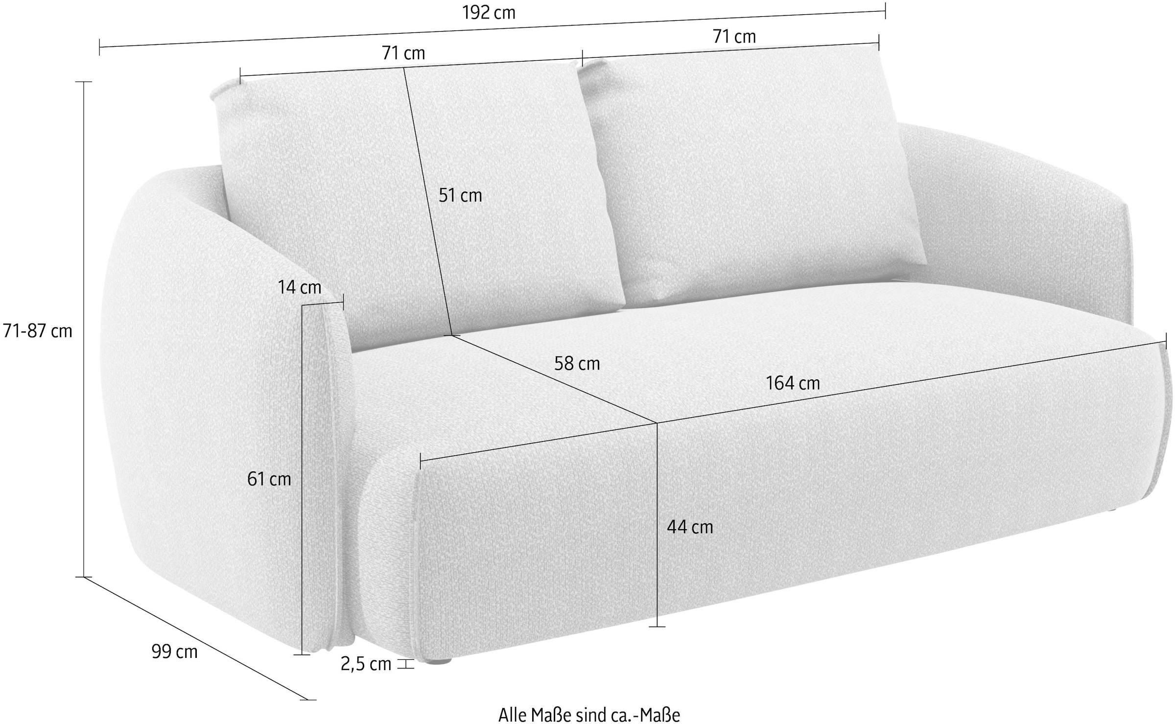 Guido Maria Kretschmer Home&Living 3-Sitzer »Shawn Designsofa mit elegant geschwungen Armlehnen, bequem«, organischer Form, mit hochwertigem Bezug