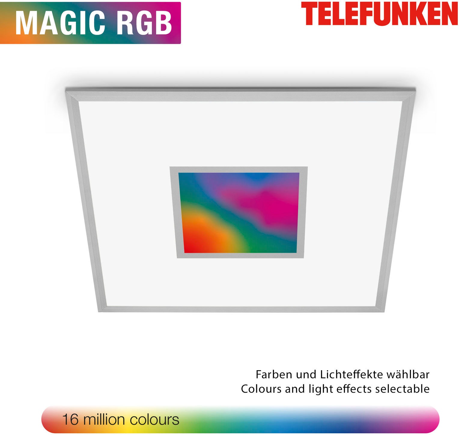 Telefunken LED Panel »319804TF MAGIC CENTO«, Leuchtmittel LED-Board | LED fest integriert, Deckenleuchte Panel CCT Steuerung Magic RGB Beleuchtung Centerlight