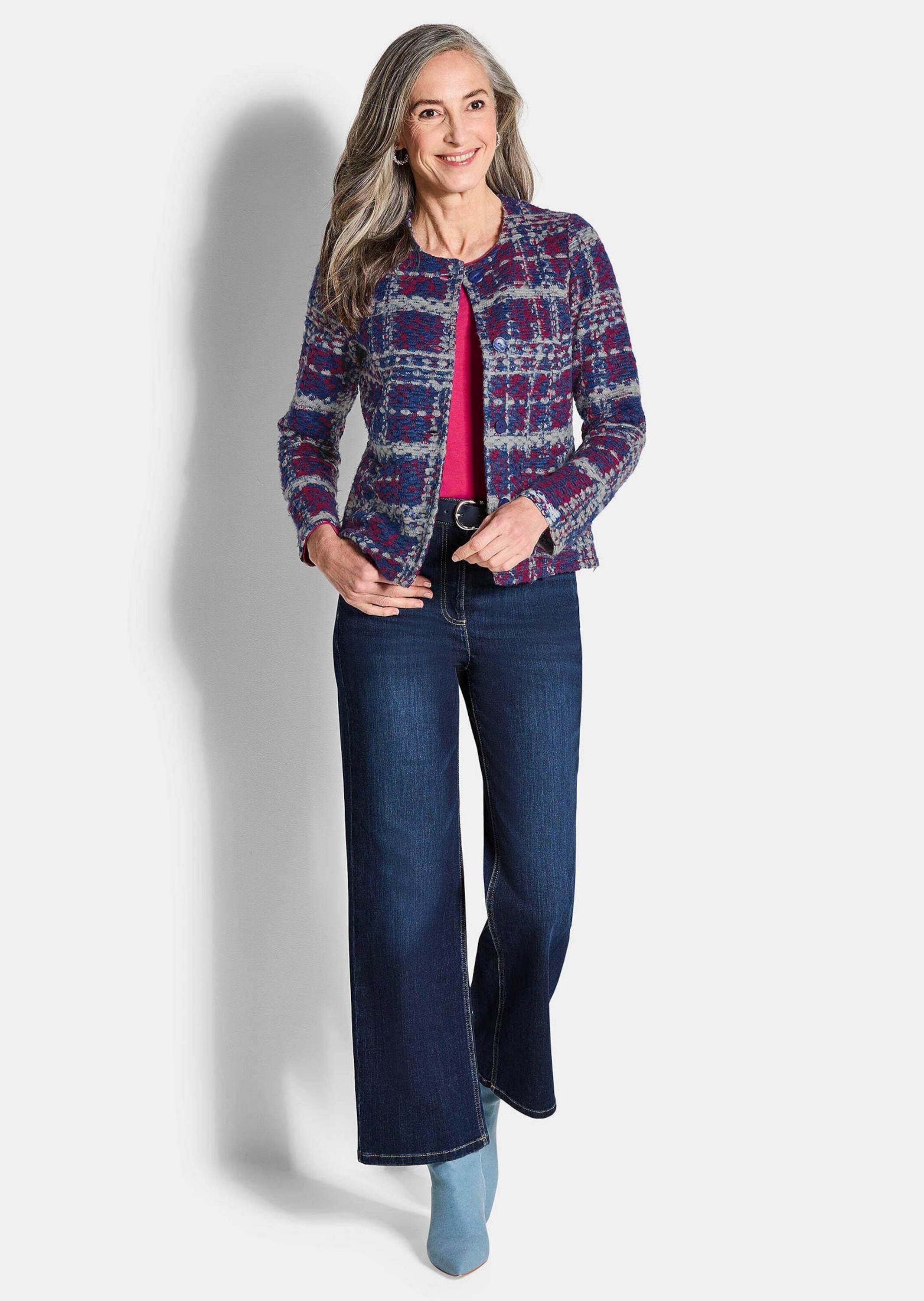 GOLDNER Kurzjacke »Elegante Jersey-Jacke mit Karomuster«