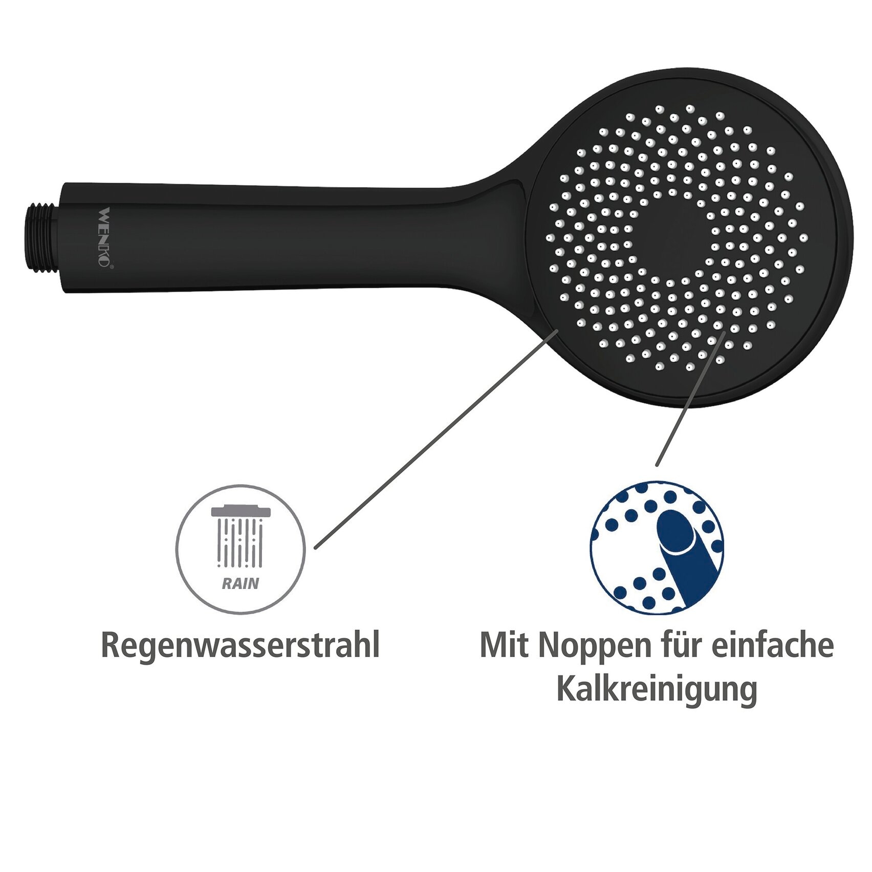 WENKO Handbrause »Watersaving« Schwarz matt, Ø 9,5 cm