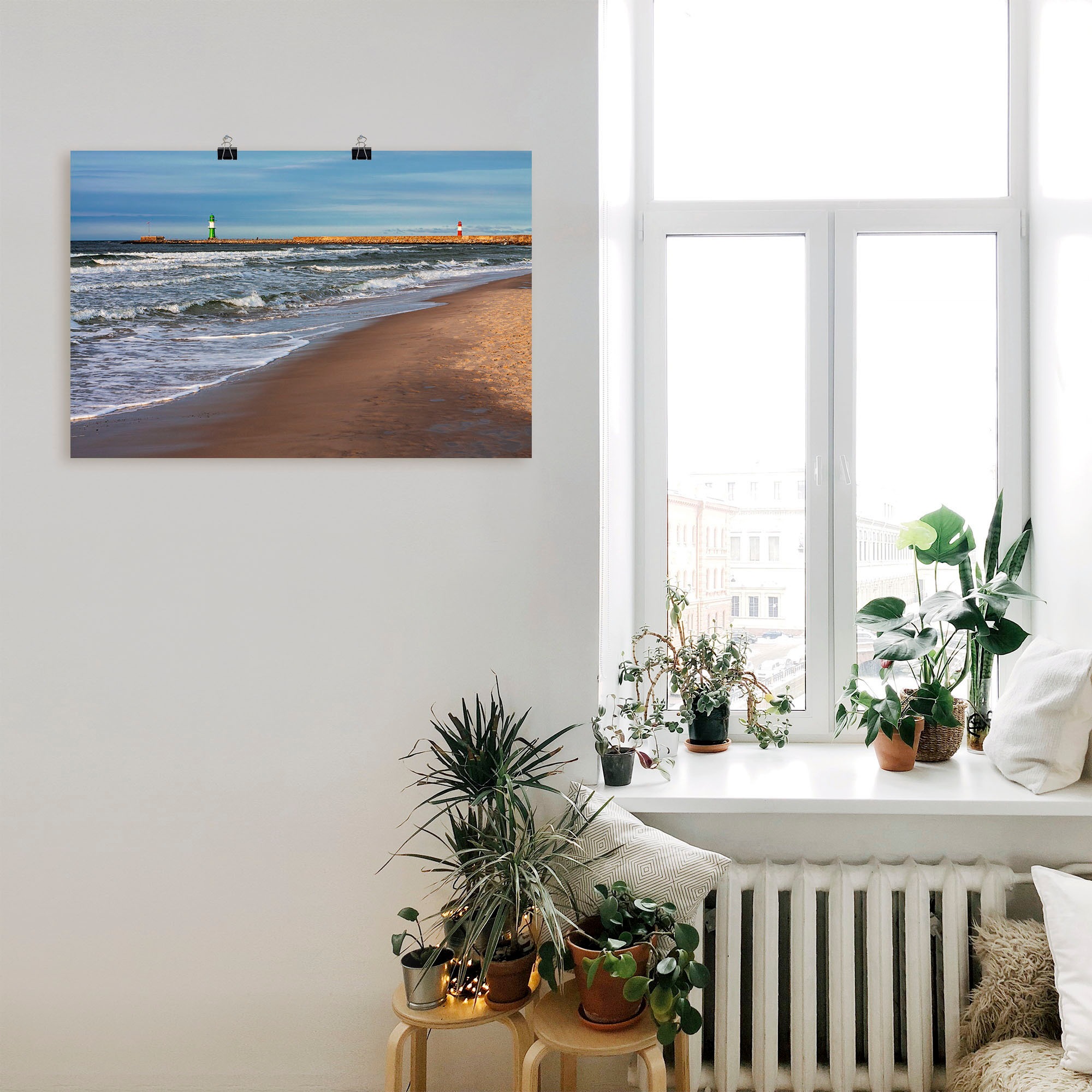 Artland Wandbild »Mole an der Ostsee in Warnemünde«, Küstenbilder, (1 St.), als Alubild, Leinwandbild, Wandaufkleber oder Poster in versch. Größen