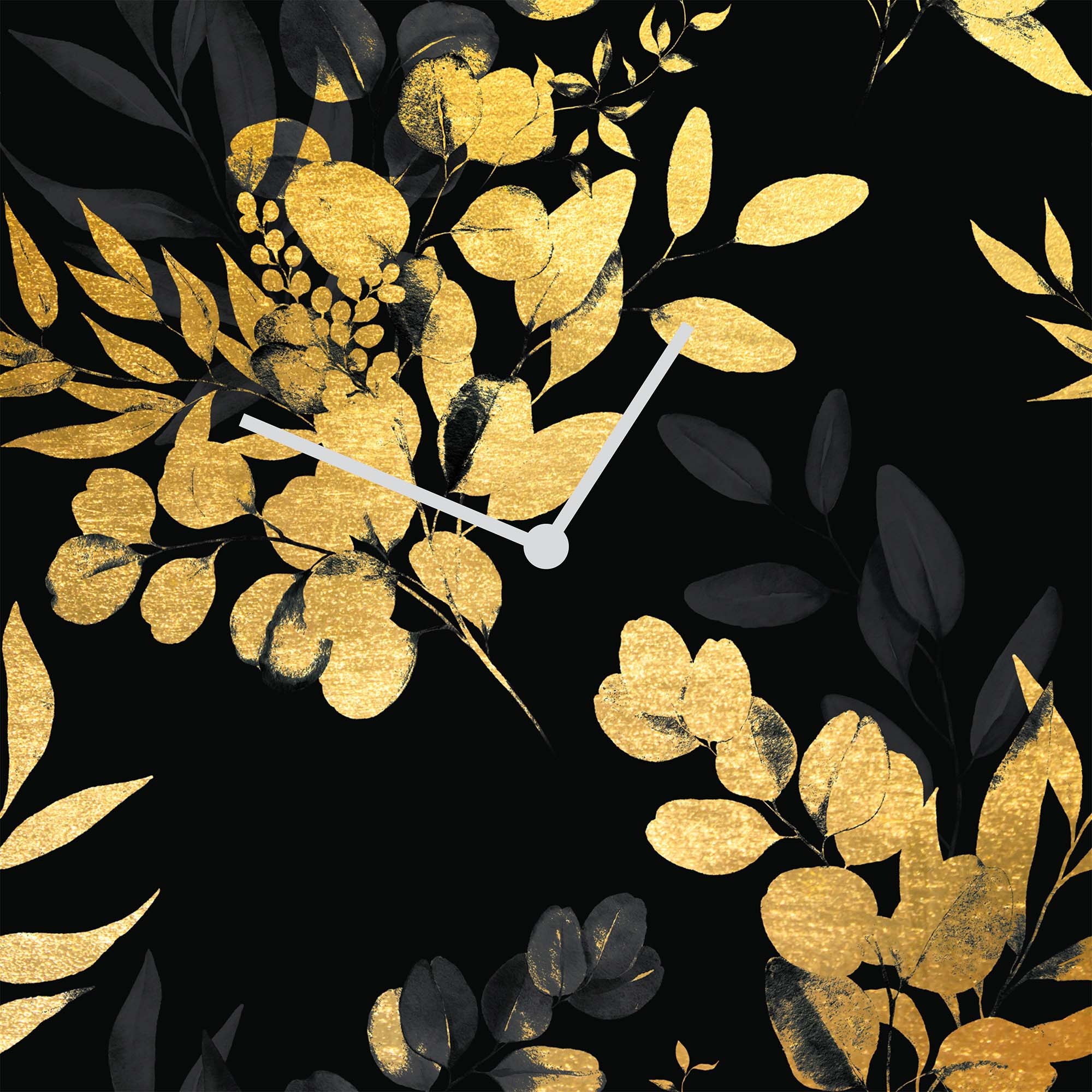Leonique Wanduhr »Eukalyptus, Blattgold Applikationen«, Uhr, geräuschlos, gold, Blattgold, handarbeit, Blätter