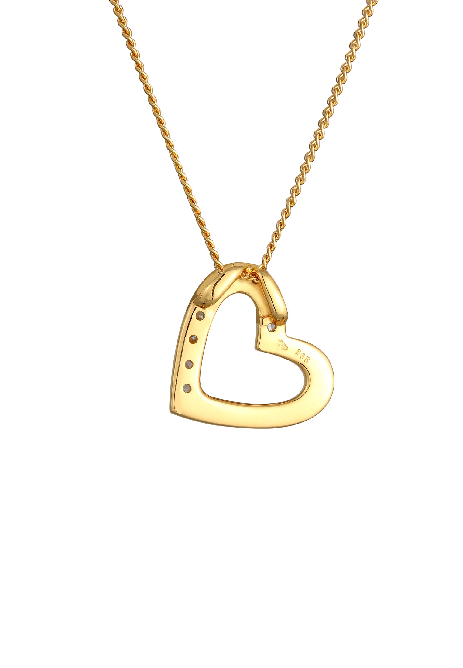 Elli Premium Silberkette »Halskette Herz Zirkonia 585 Gelbgold«