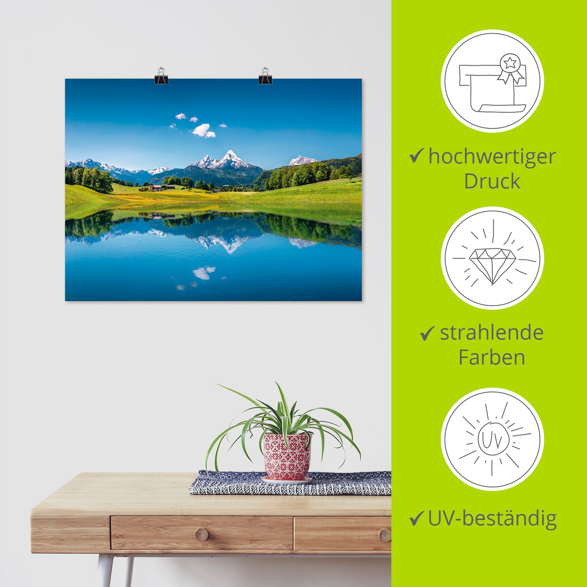 Artland Wandbild »Landschaft in den Alpen« Berge 1 Stk. tlg. als Leinwandbild, Poster in verschied. Größen