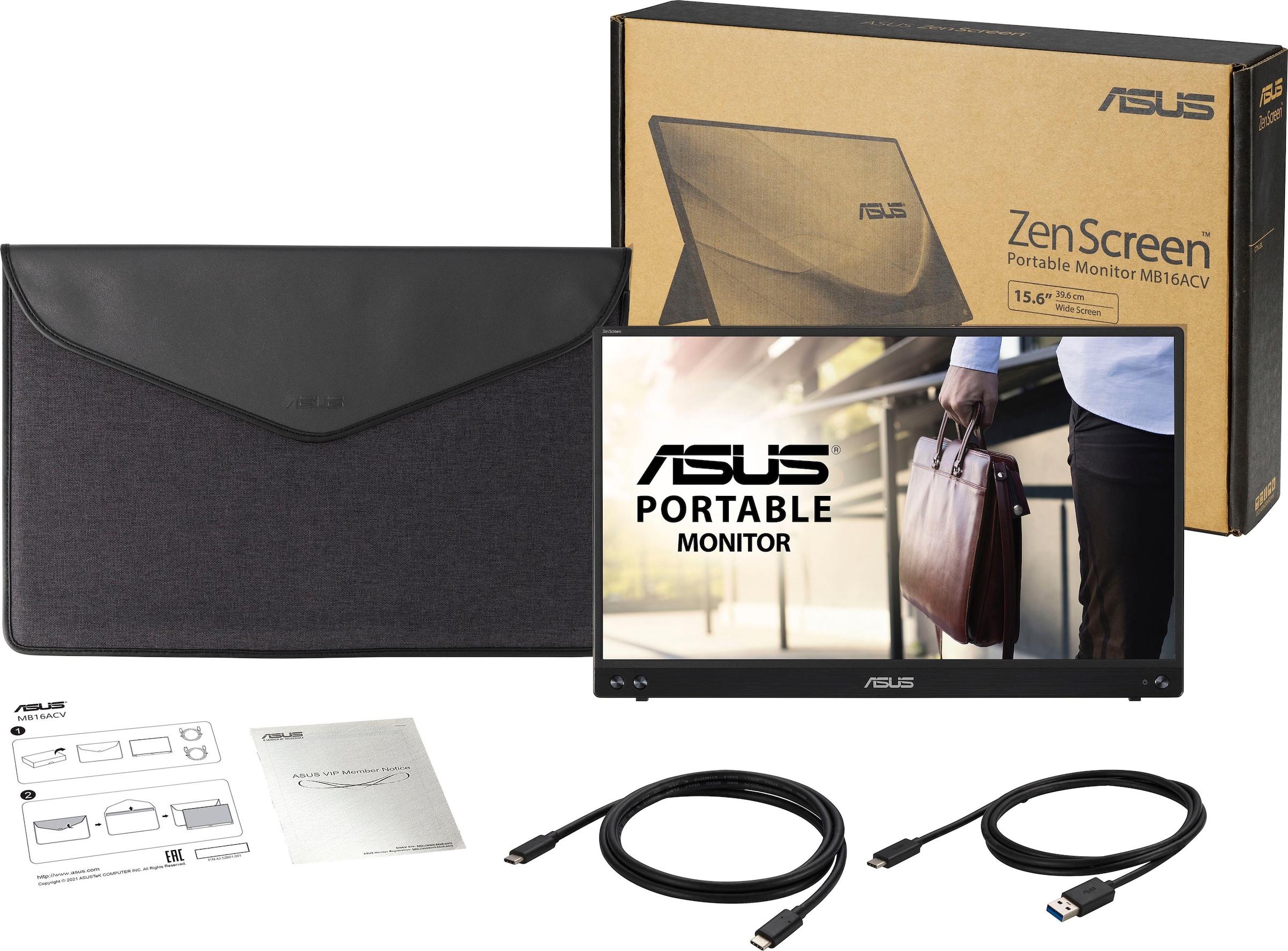 Asus Portabler Monitor »MB16ACV«, 40 cm/16 Zoll, 1920 x 1080 px, Full HD, 5 ms Reaktionszeit, 60 Hz