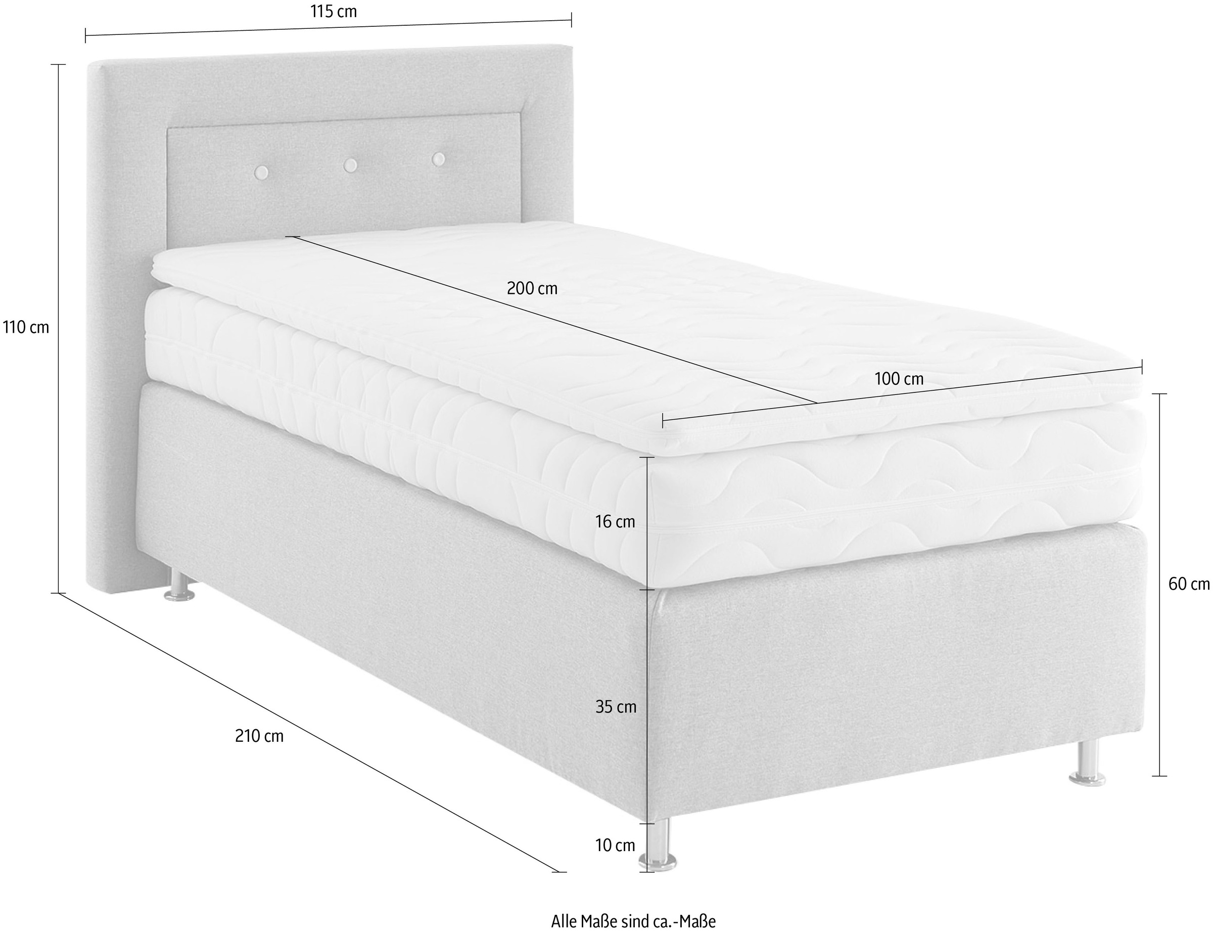 Westfalia Schlafkomfort Boxspringbett, wahlweise mit Topper